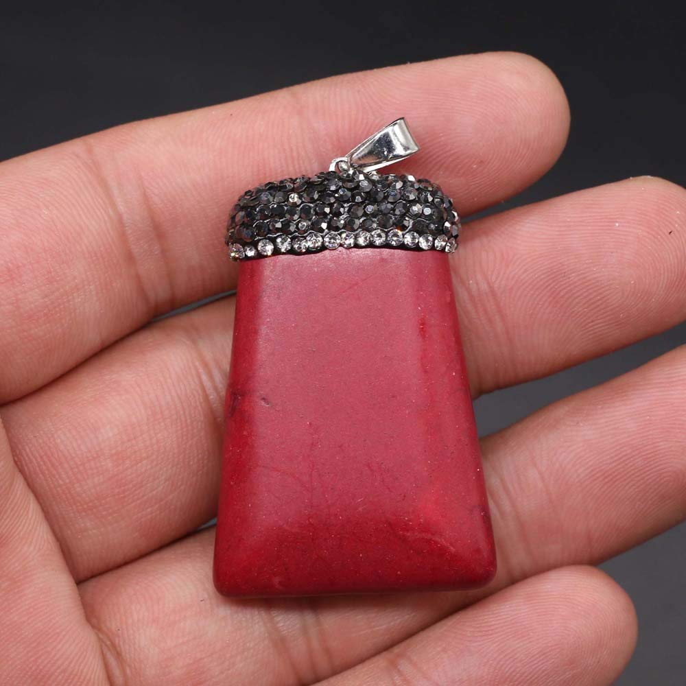 Wholesale Natural Gemstone Pendants - Rectangle Turquoise Quartz Crystal Healing Charms for Jewelry Making (3 PCS Mix Colors) | DIY Necklace, Bracelet & Chakra Reiki Jewelry Crafting