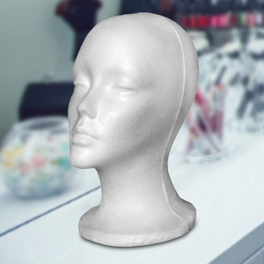 Styrofoam Female Mannequin Head for Wig, Hat & Glasses Display - Stylish & Durable Wig Stand for Salon, Retail & Photography Use