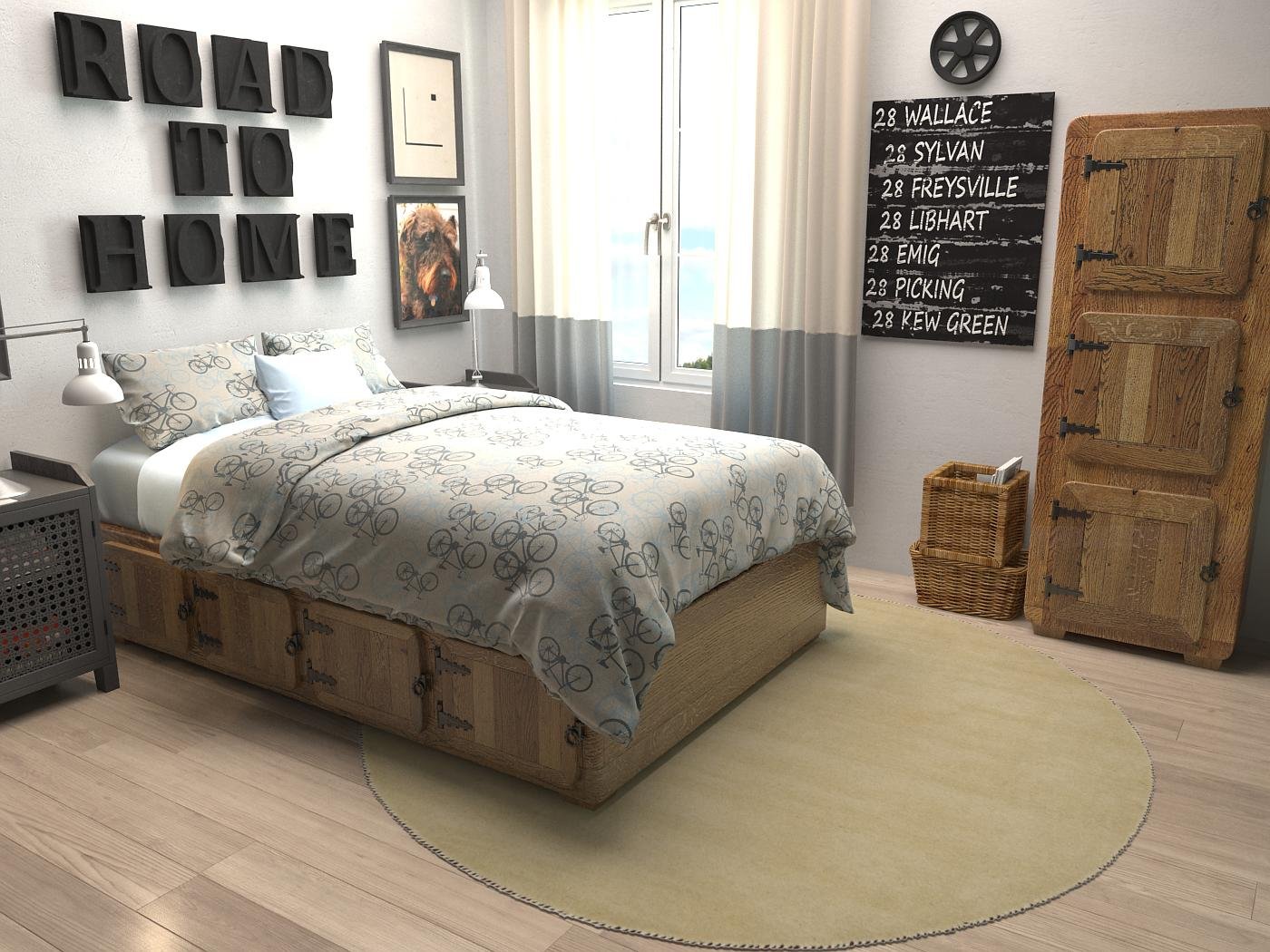 Unique Loom Solid Gava Collection 100% Natural Twisted Wool Modern Beige Round Area Rug (6' x 6') - Perfect for Living Room, Bedroom or Office Decor
