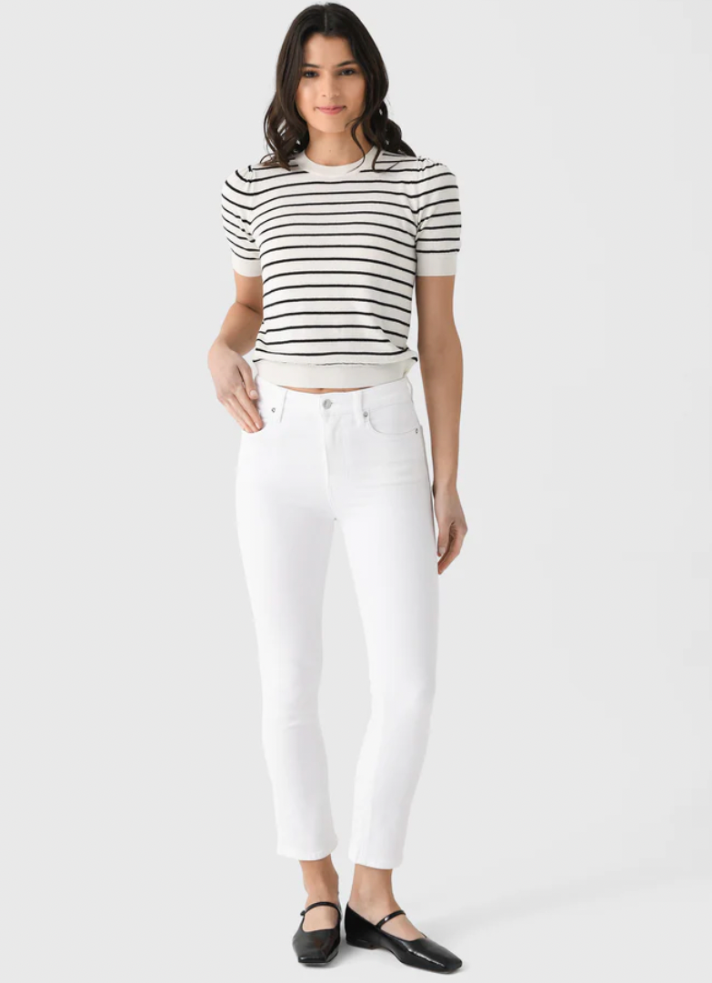 FRAME The Pencil Crop High Rise Slim Leg Jeans - Women's Skinny Stretch Denim Pants for Work, Casual & Night Out