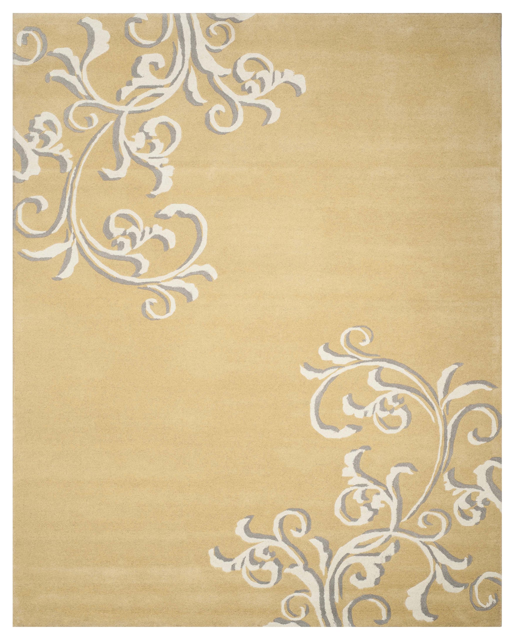 MARTHA STEWART x SAFAVIEH 8' x 10' Soft Yellow MSR4623A Handmade Avalon Vine Wool Area Rug - Perfect for Living Room, Bedroom & Home Decor