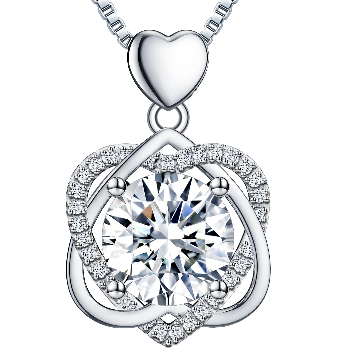 InfinityLove 5 or 3 Carat Moissanite Heart Necklace for Women - Sterling Silver Pendant Jewelry - Perfect Anniversary, Birthday Gift for Wife, Girlfriend, Daughter & Mom - Ideal for Valentine's Day, Date Nights & Special Occasions
