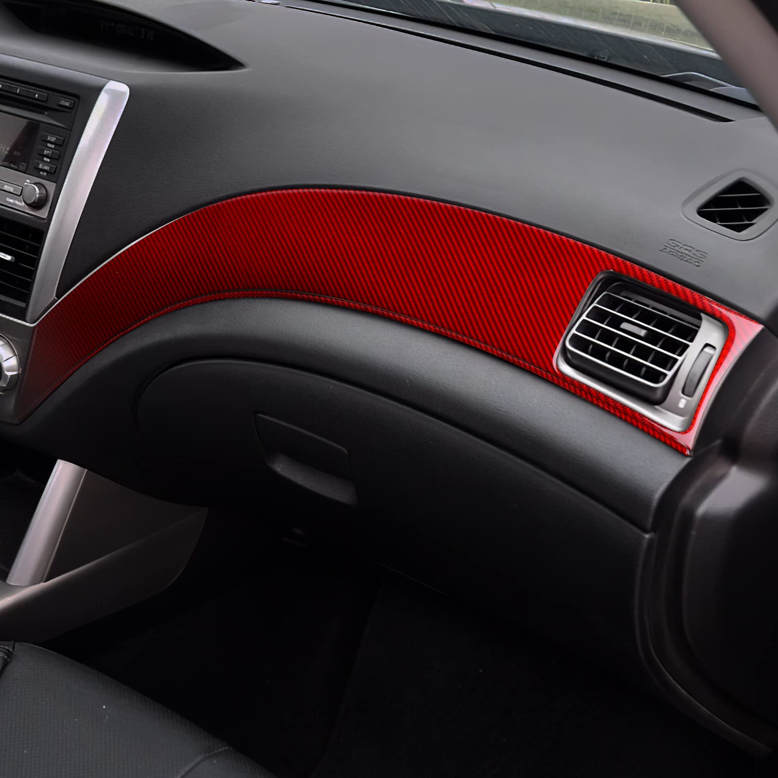 Carbon Fiber Dashboard Cover & Air Vent Sticker for Subaru Forester 2009-2012 | Red Interior Trim Accessories | Car Copilot Upgrade for Enhanced Driving Experience