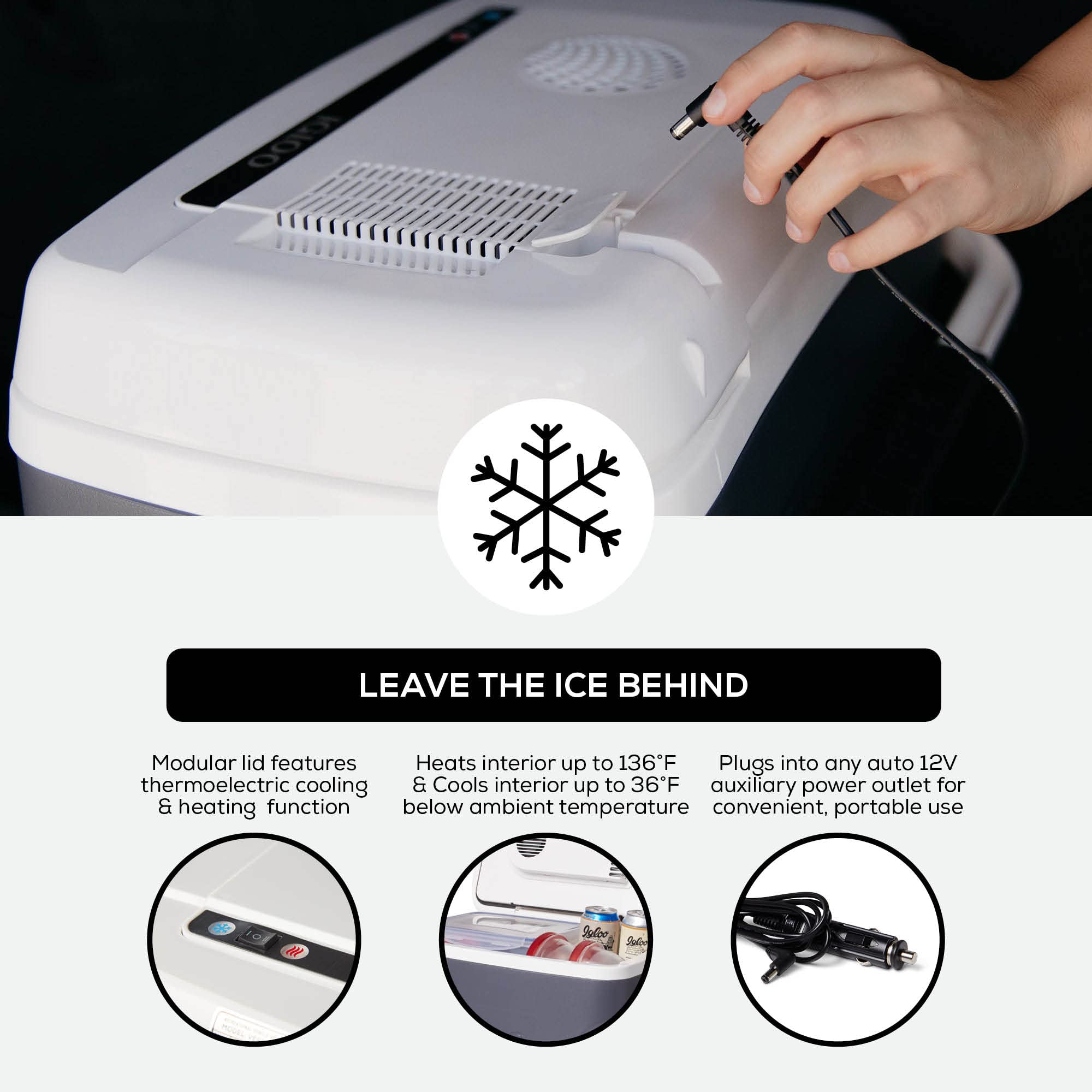 Igloo Iceless Thermoelectric Cooler - 12V Portable Electric Cooler for Camping, Travel, Picnics & Outdoor Adventures - Plug-in Mini Fridge for Drinks, Food & Beach Parties - Electric Ice Chest Cooler Box (Hielera Electrica)