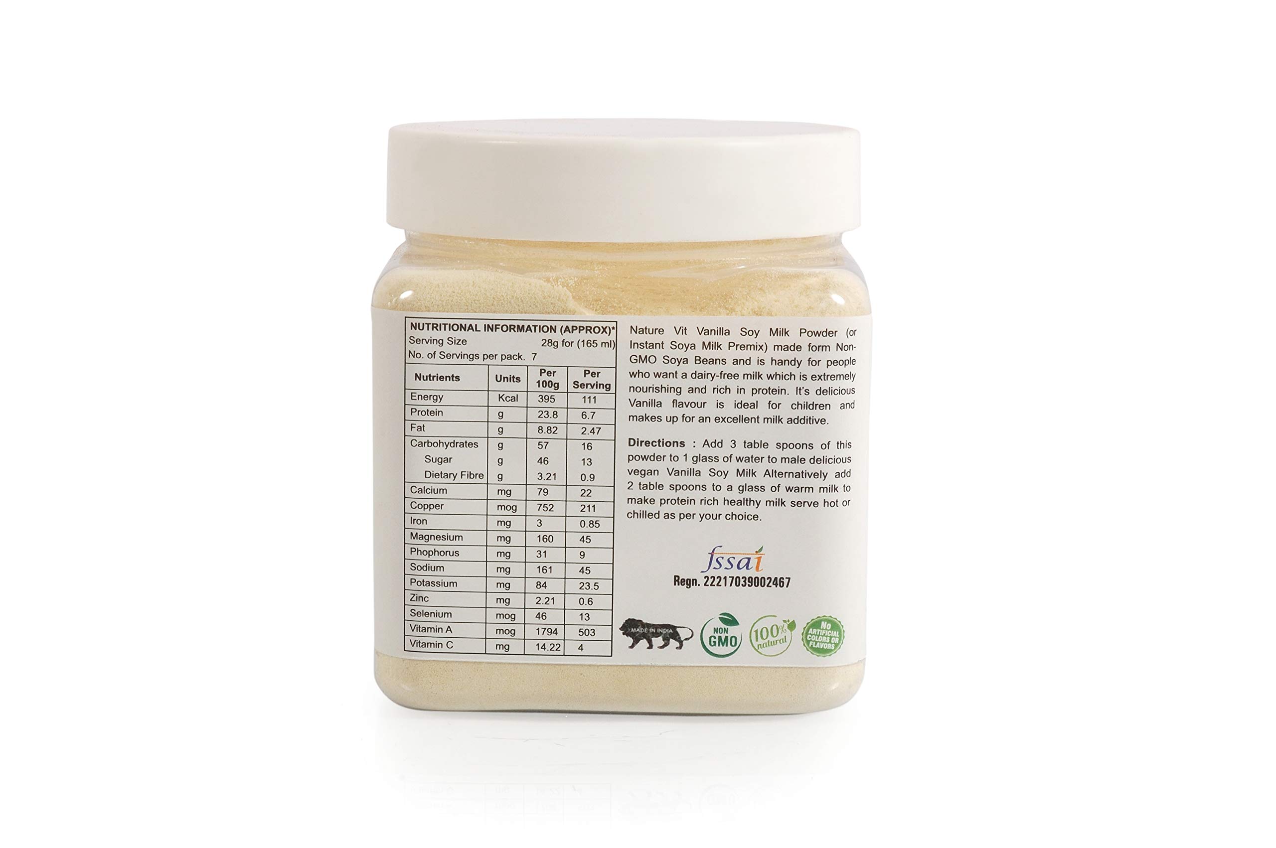 NatureVit Vanilla Flavored Soy Milk Powder - Vegan, Non-GMO, 25% Protein (10.58 oz) - Perfect for Smoothies, Baking & Dairy-Free Lattes