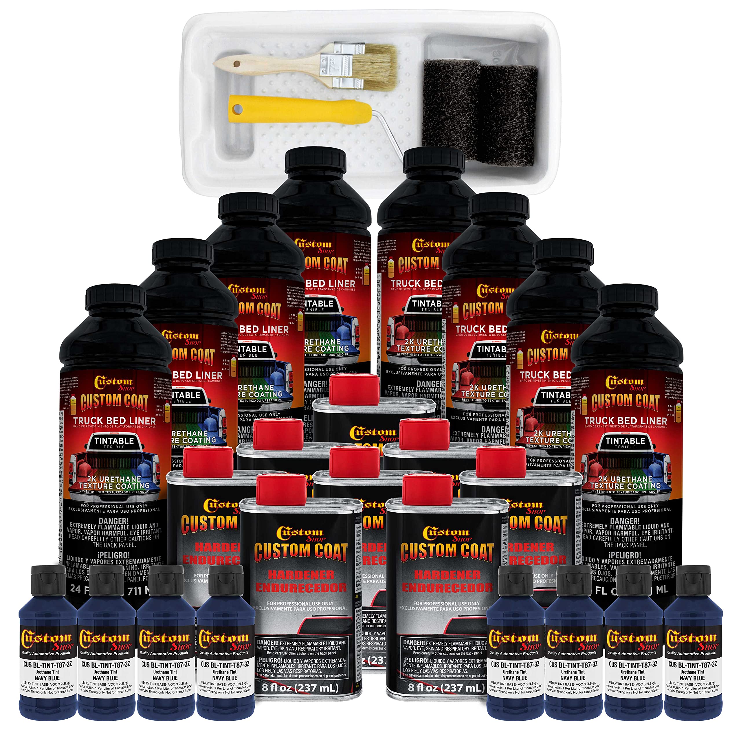 Federal Standard Color #35048 Navy Blue Urethane Truck Bed Liner Kit - 2 Gallon Roll-On, Brush-On or Spray-On Protective Coating with Roller Applicator | Durable Textured Finish for Pickup Trucks, Trailers & Automotive Protection