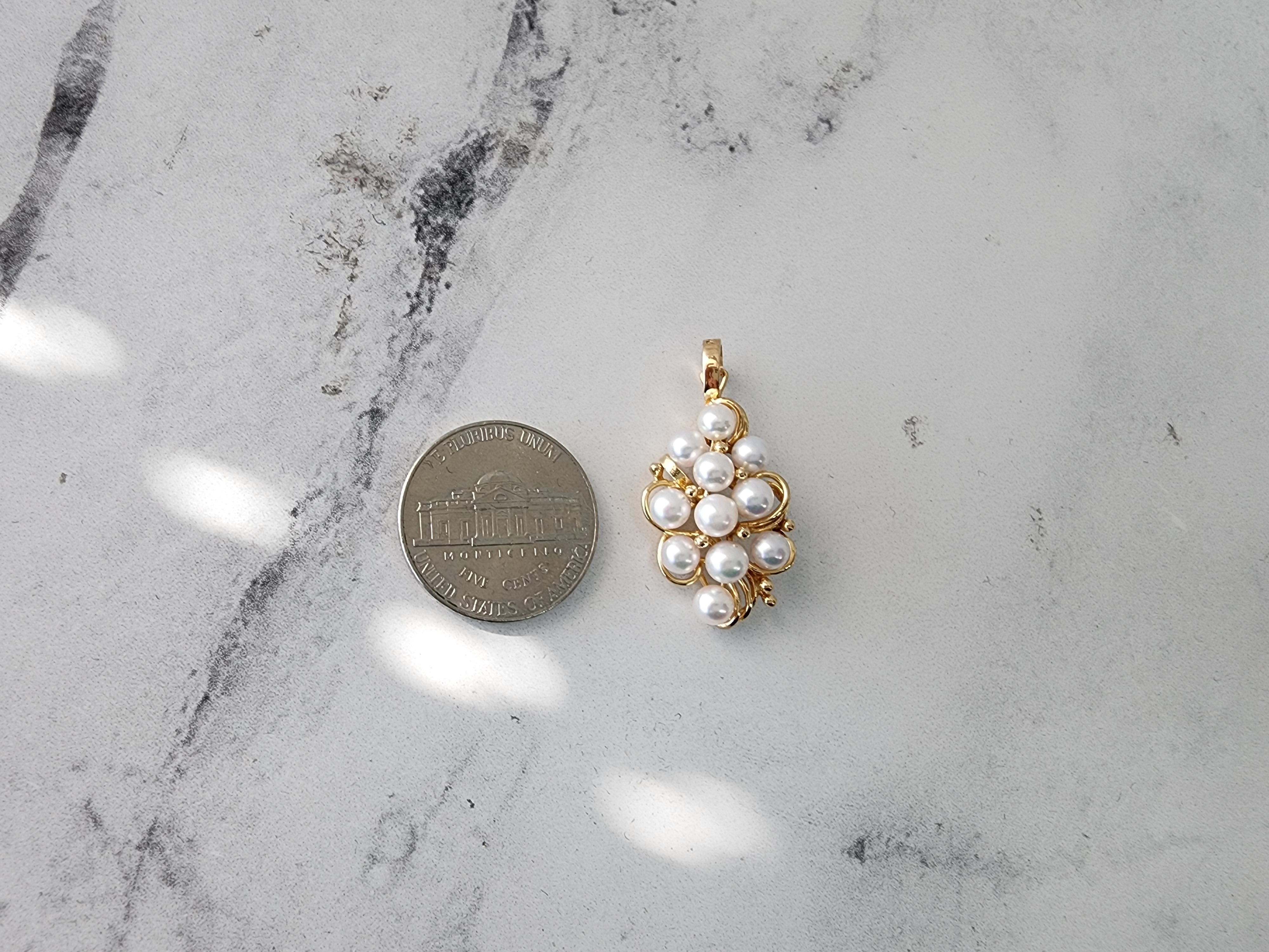 14k Yellow Gold Freshwater Pearl Grape Cluster Necklace - Elegant Jewelry for Weddings, Parties & Special Occasions