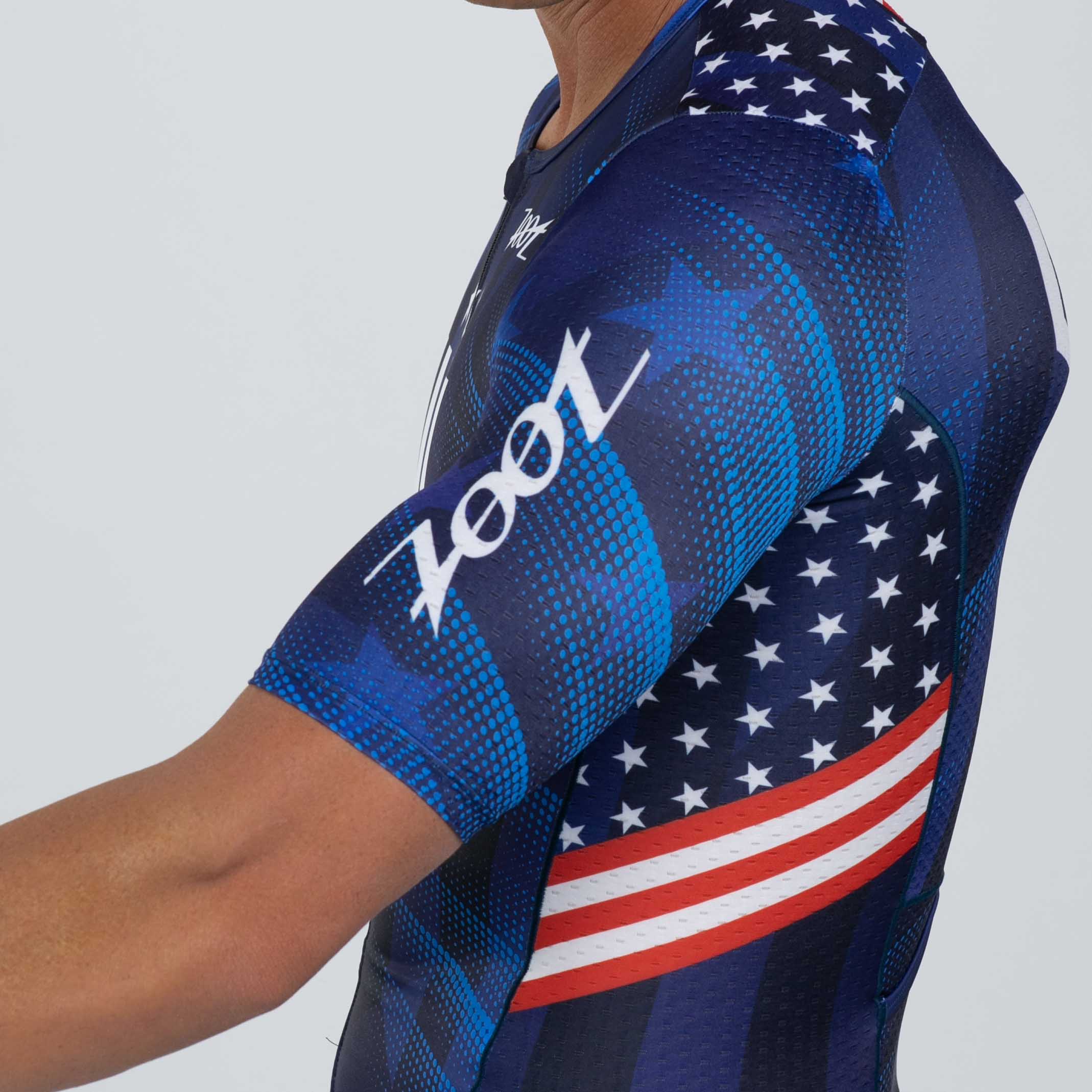 Men's Limited Edition Tri Aero Jersey - Red White Blue Cycling Shirt | Performance Bike Jersey for Road Cycling & Triathlon Training