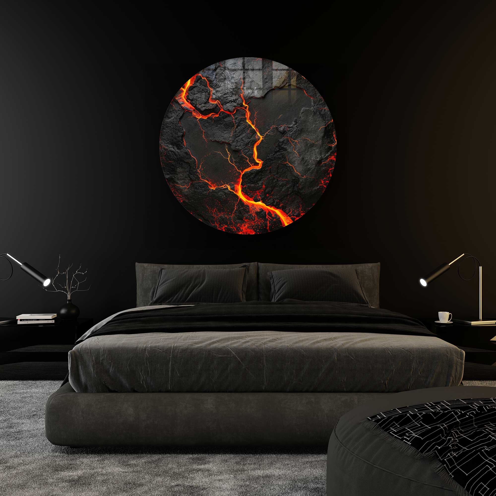 Lava Rounded Glass Wall Art - Modern Abstract Home Decor for Living Room, Bedroom & Office - Shatter-Resistant Tempered Glass with Elegant Design