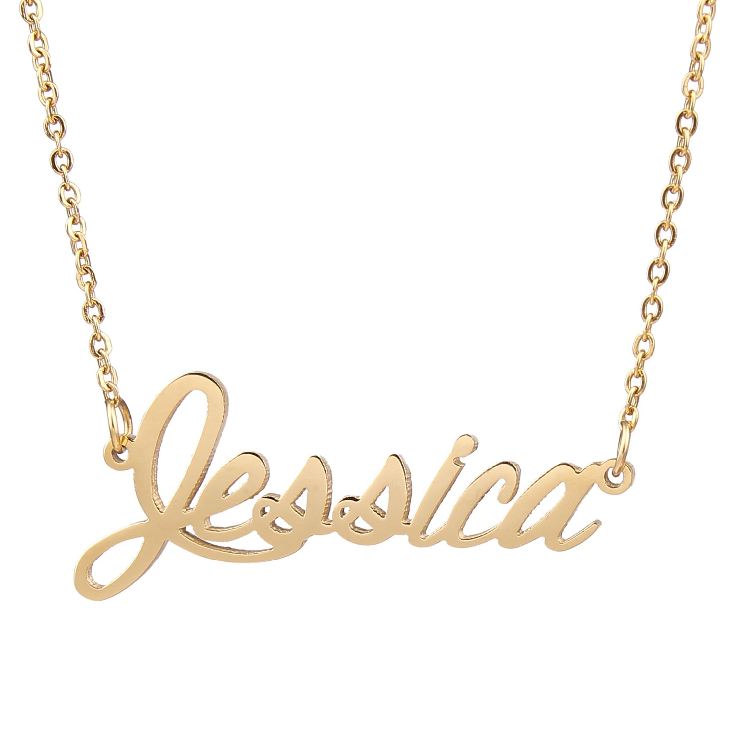 AOLO Custom Name Necklace - Personalized Letter Charm Jewelry for Women, Jessica - Perfect Gift for Birthday, Anniversary & Valentine's Day