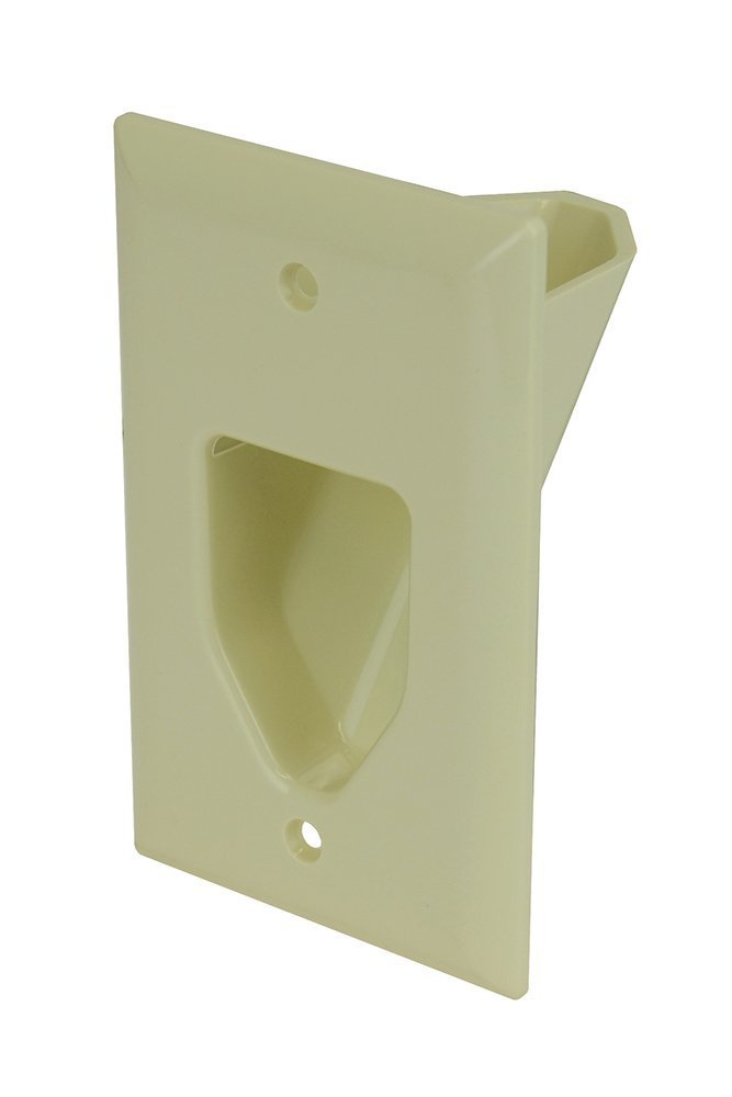 DATA COMM Electronics 45-0001-IV 1-Gang Recessed Low Voltage Cable Pass Through Wall Plate - Conceals AV Cables for TVs & Amplifiers - Ivory - Perfect for Home Theater Setup & Professional AV Installations