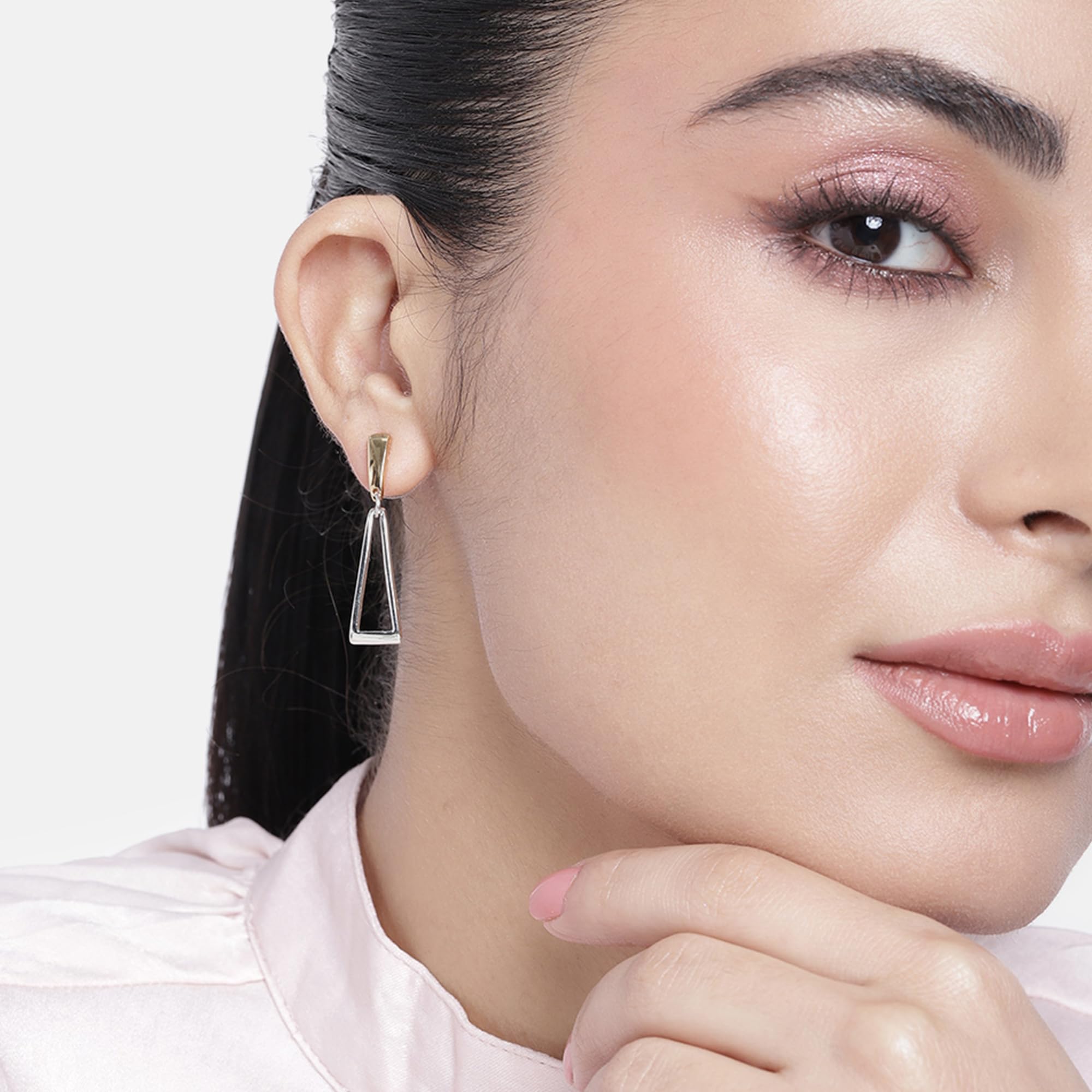 Stylish Gold & Rhodium Plated Designer Dangler Earrings for Women and Girls - Elegant Fashion Jewelry for Parties, Weddings & Special Occasions