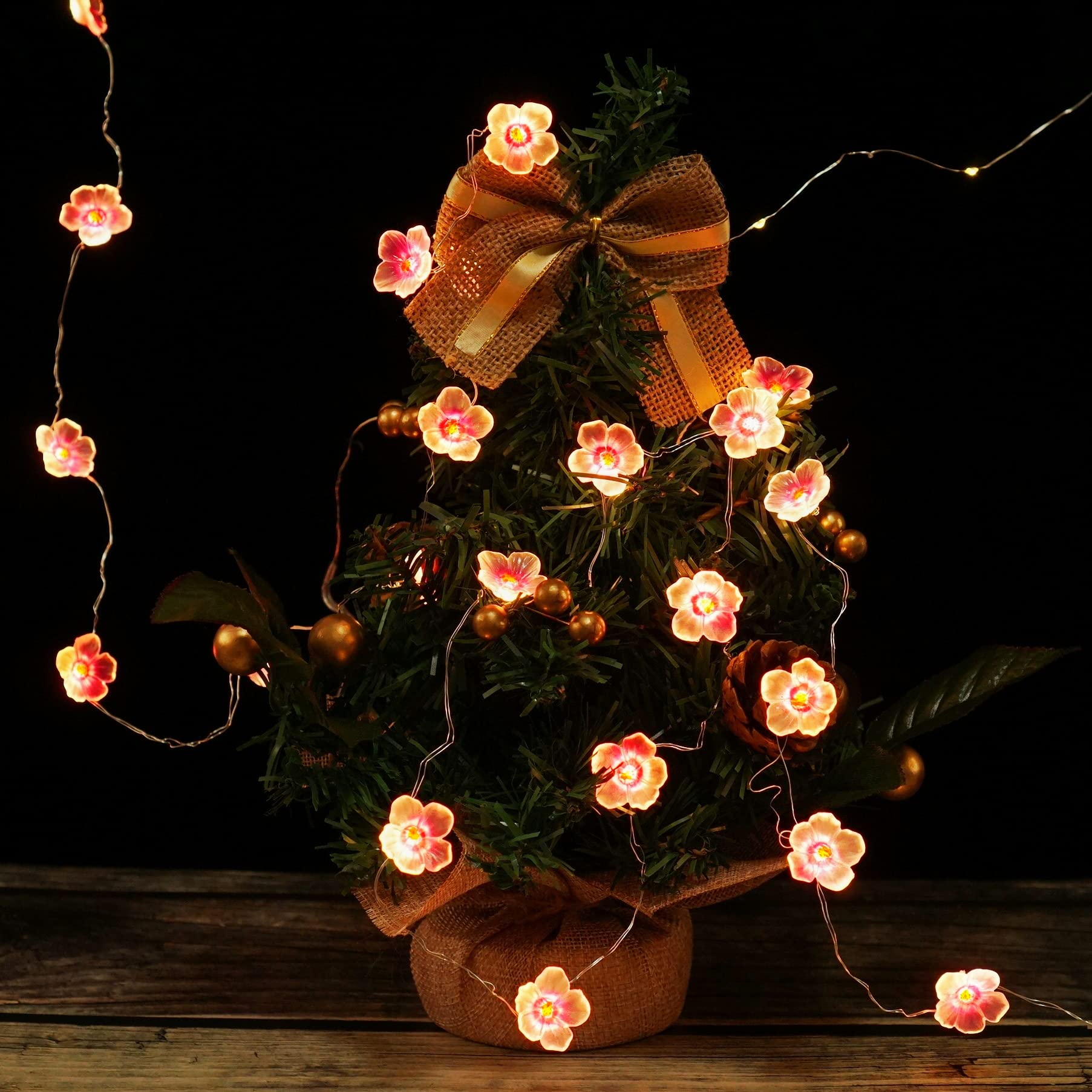 **40 LED Cherry Blossom String Lights - 13ft Pink Floral Fairy Lights with Timer & 8 Modes, Battery Operated for Indoor Decor, Bedroom, Wedding, Party (Perfect for Romantic Ambiance & Festive Celebrations)**