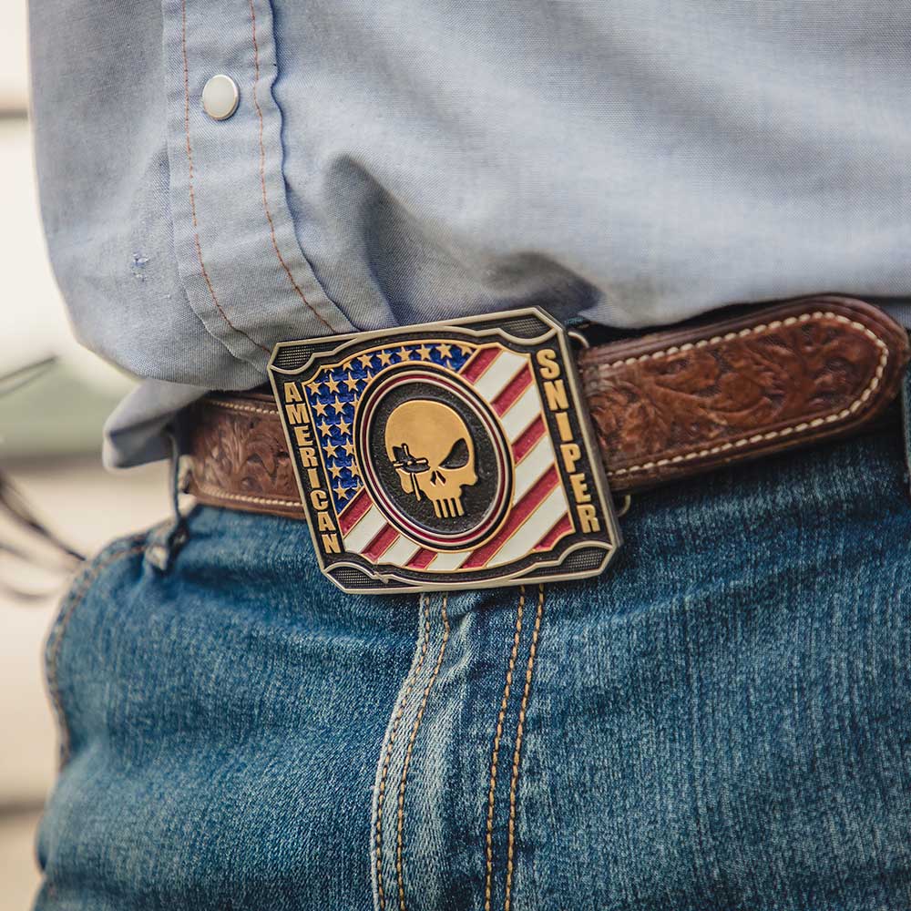 Patriotic Duty Chris Kyle Attitude Belt Buckle - Military Inspired Western Cowboy Accessory for Everyday Wear & Special Occasions