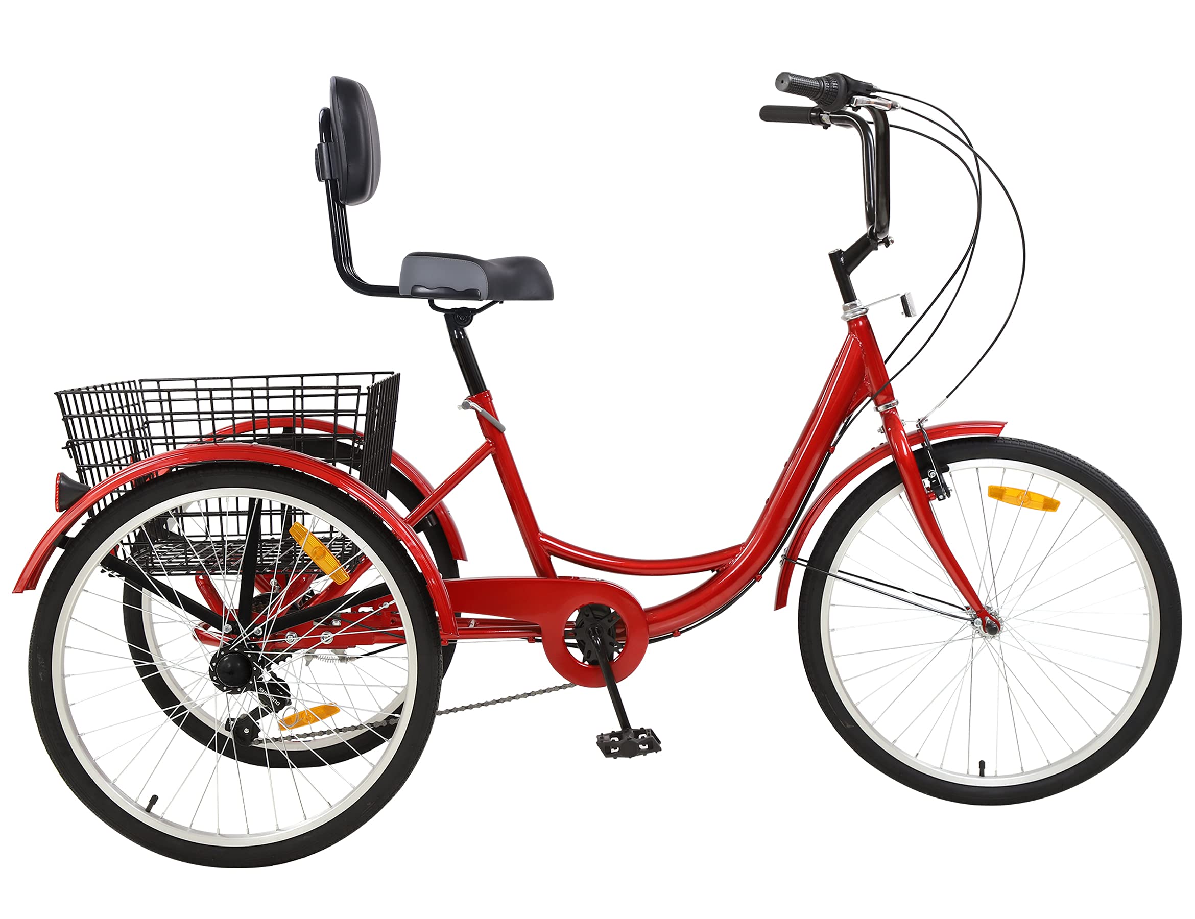 **7-Speed Adult Tricycle for Men & Women - 24/26 Inch Wheels, Three-Wheeled Bike for Commuting, Shopping & Outdoor Recreation**