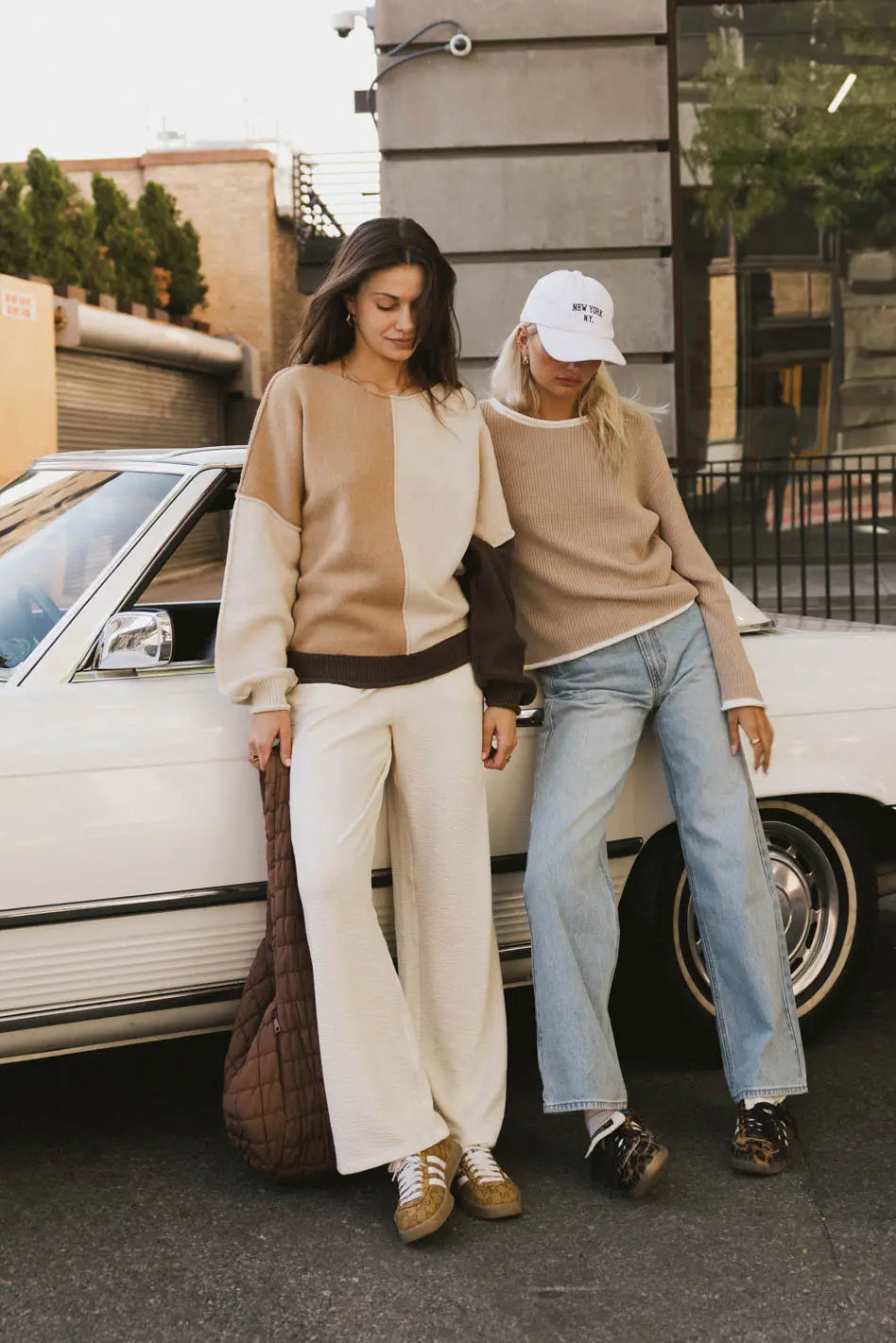 Stylish Mandy Contrast Sweater in Tan - Women's Knit Pullover for Fall & Winter | Perfect for Casual Outfits, Office Wear & Cozy Evenings