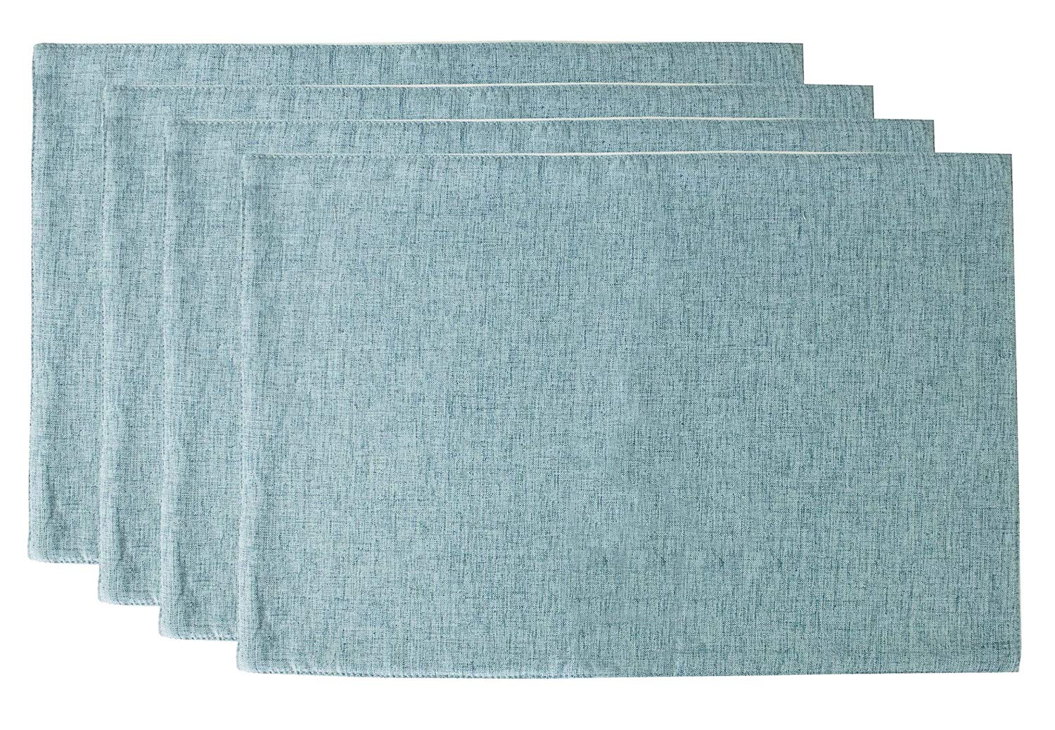 Fennco Styles Classic Woven Textile Decorative 12 x 18 Inch Table Placemats, Set of 4 - Sea Green Table Mats for Dining, Banquets, Parties & Home Decor | Perfect for Family Dinners, Holiday Gatherings & Restaurant Settings