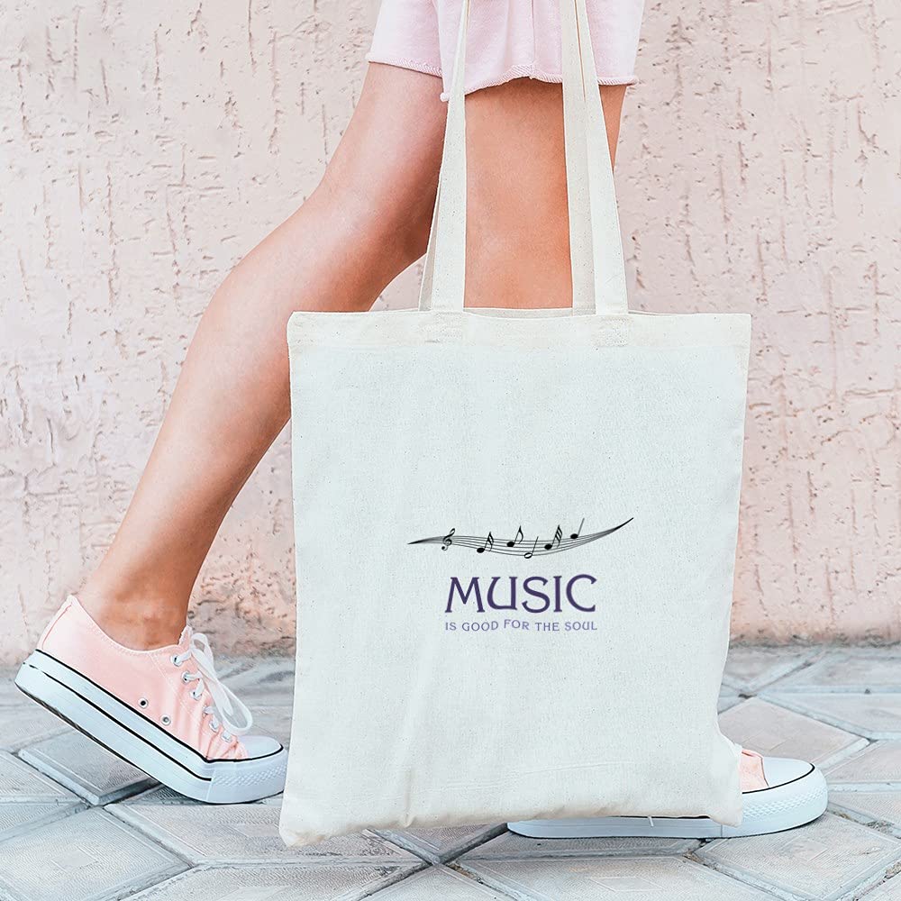 Music For Soul Tote Bag - Natural Canvas Reusable Shopping Bag for Groceries, Beach & Everyday Use | Eco-Friendly Cotton Tote with Inspirational Design