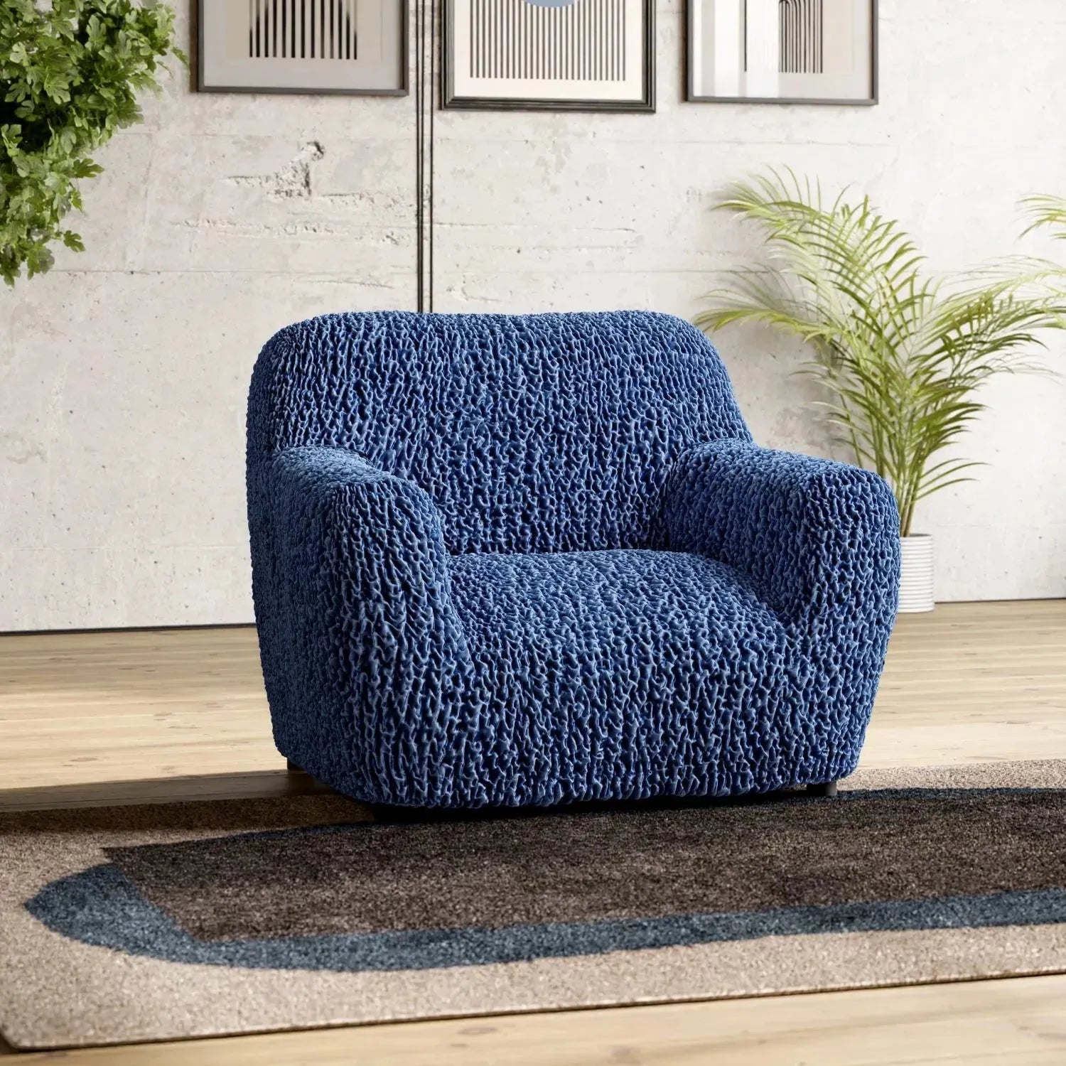 Goffrato Velvet Armchair Slipcover - Soft Stretch Furniture Protector for Living Room, Bedroom & Office - Easy Washable Chair Cover for Home Decor