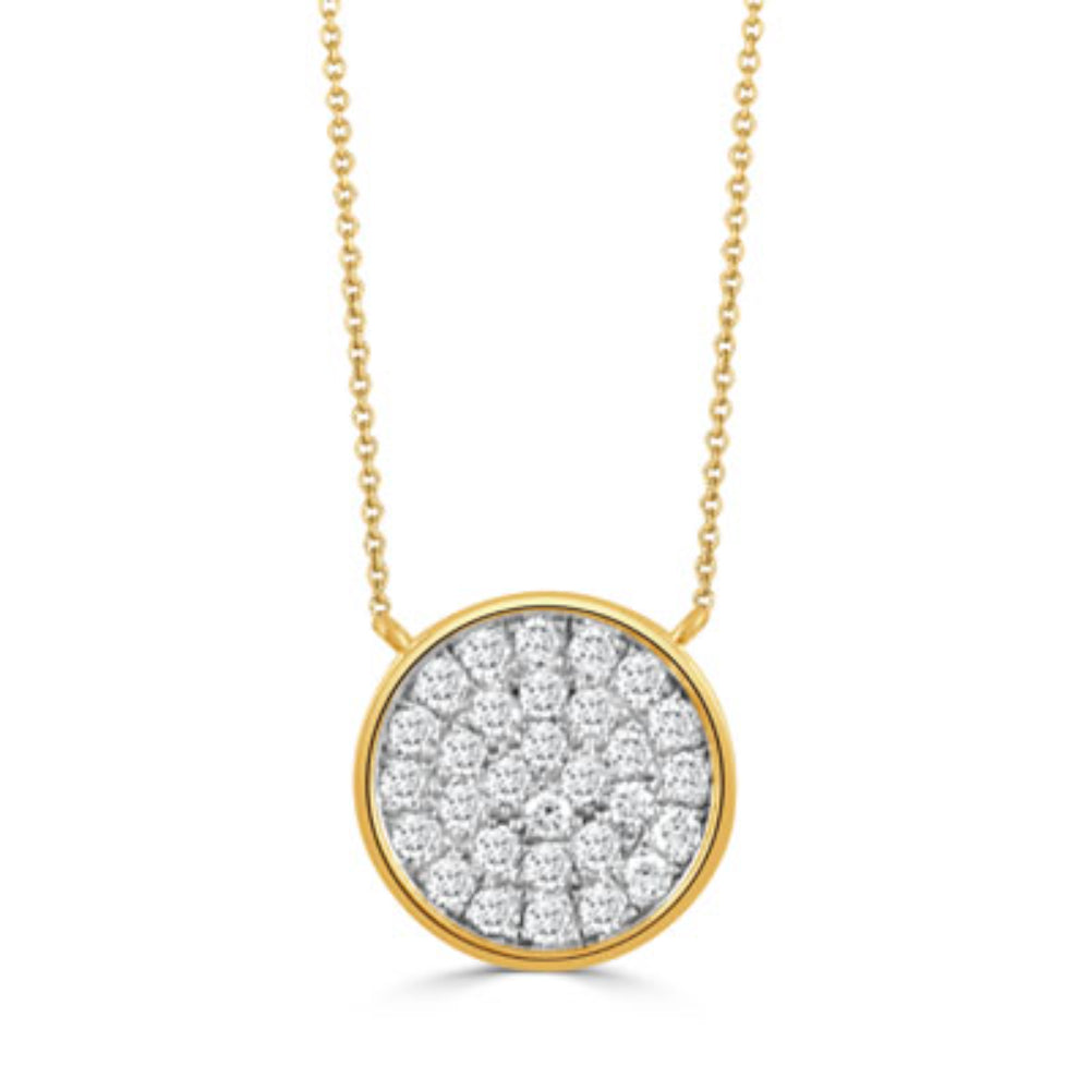 18K Gold Round Diamond Cluster Pendant Necklace for Women - Elegant Layering Jewelry for Wedding, Anniversary & Special Occasions