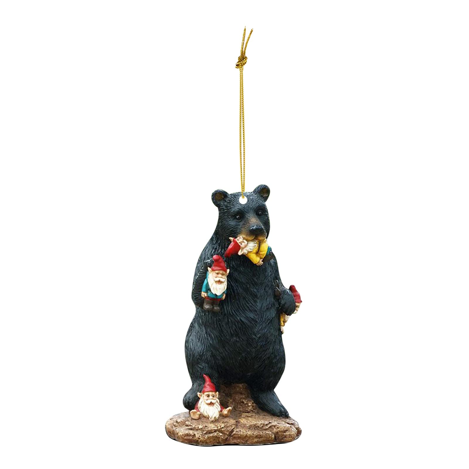 Cute Animal Eat Gnome Car Pendant - Double Sided Acrylic Hanging Ornament with Cat, Dinosaur & Black Bear Designs - Perfect Gift for Car Lovers & Fantasy Fans (C-1, One Size) - Great for Car Decor, Home Accessories & Themed Parties