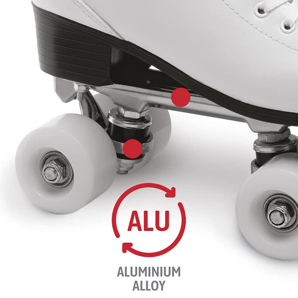 Roces RC2 Classic Quad Roller Skates for Men & Women - 4-Wheel Artistic Skating - Unisex White Rollerblades for Indoor & Outdoor Rinks, Parks, and Fitness