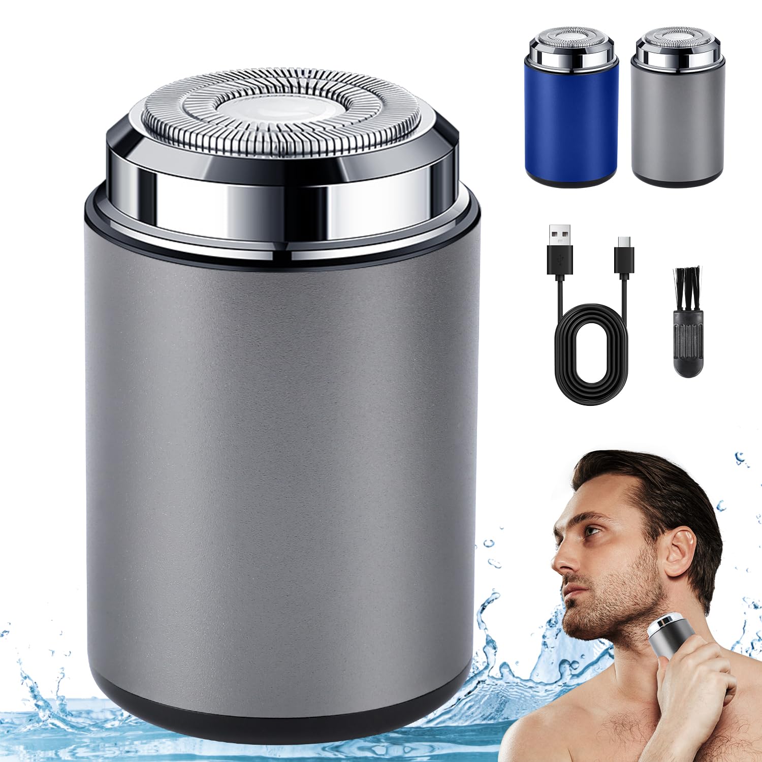 Premium Unisex Mini Portable Electric Shaver - USB-C Rechargeable, Waterproof Travel Razor for Men & Women - Perfect for Car, Office, Business Trips & Gym (Silver) | Quick Stubble Trimming & On-the-Go Grooming
