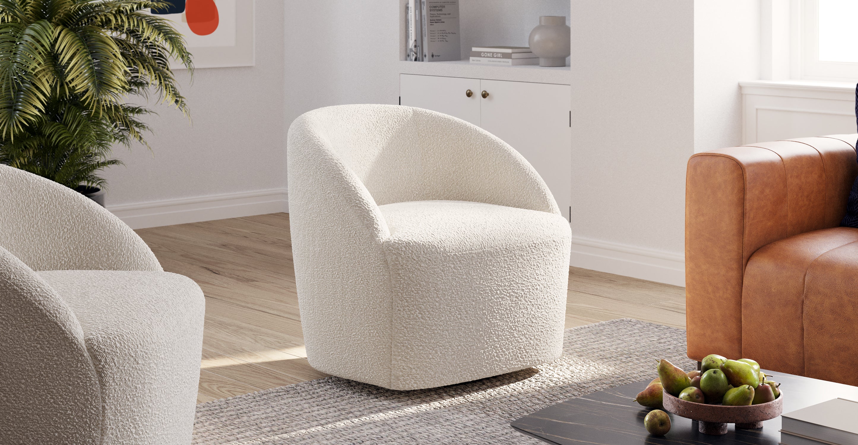 Alma Swivel Lounge Chair - Modern Accent Chair for Living Room, Bedroom & Office - Comfortable 360-Degree Rotating Chair with Soft Upholstery - Perfect for Relaxing, Reading & Working