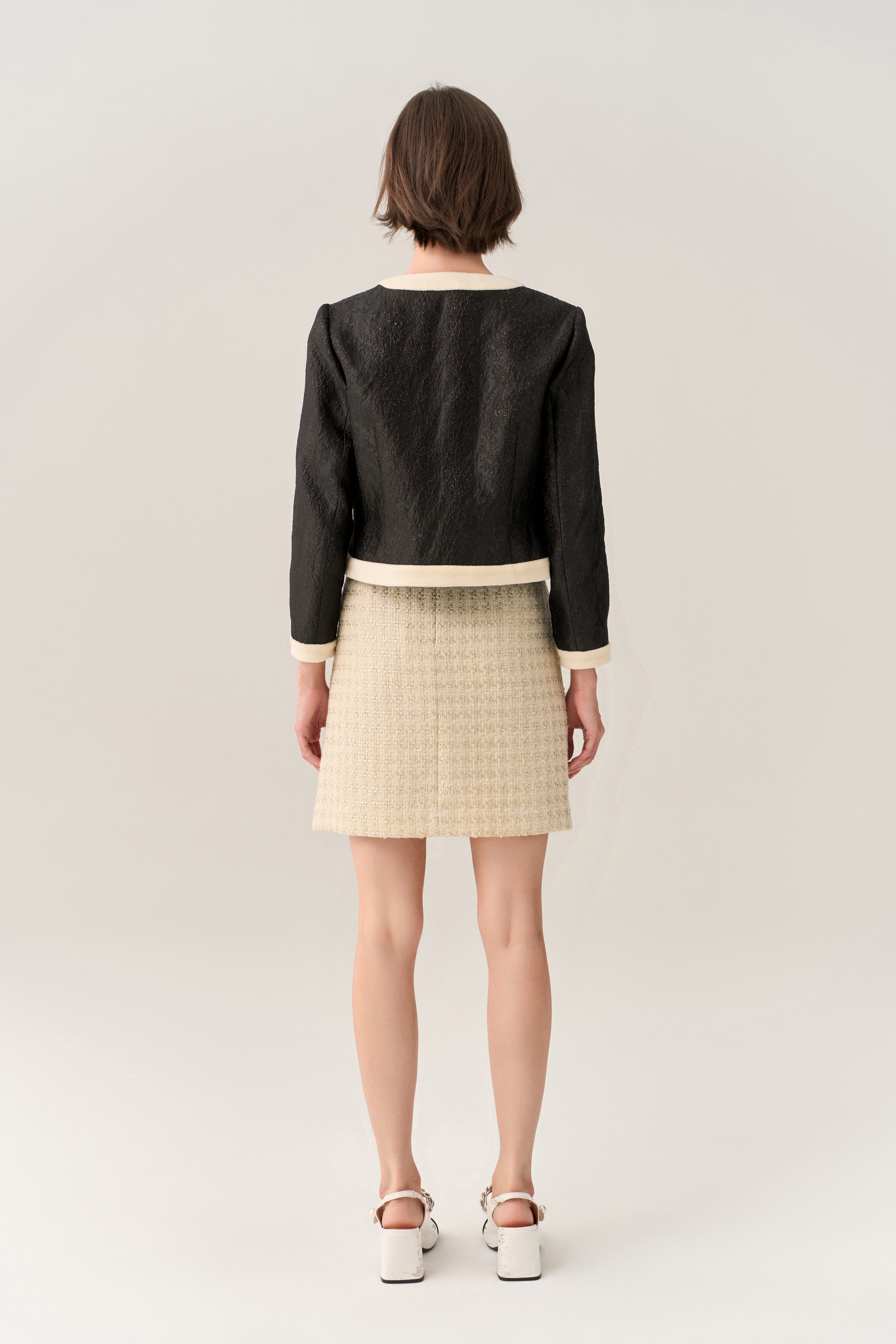 Wrinkle Effect Lurex Concealed Zipper Jacket for Women - Perfect for Evening Parties and Night Out