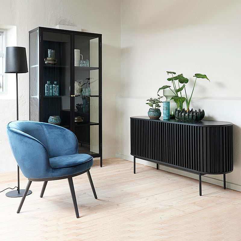 CARMEL 2 Door Glass Display Cabinet 90x190cm Black - Perfect for Living Room, Dining Room, or Office Storage & Display