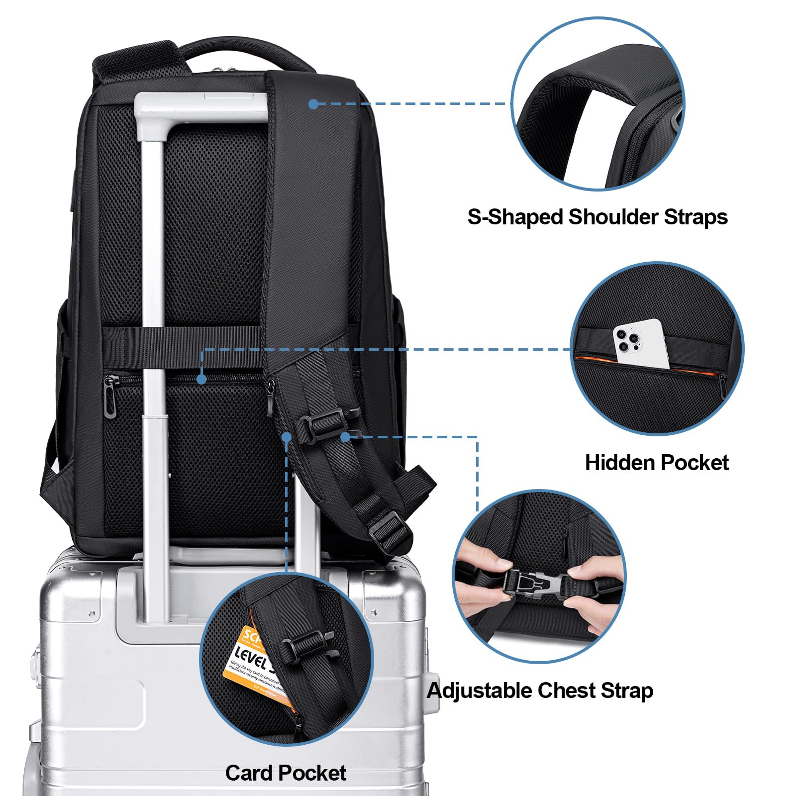 FENRUIEN Waterproof Business Backpack for Men - 15.6