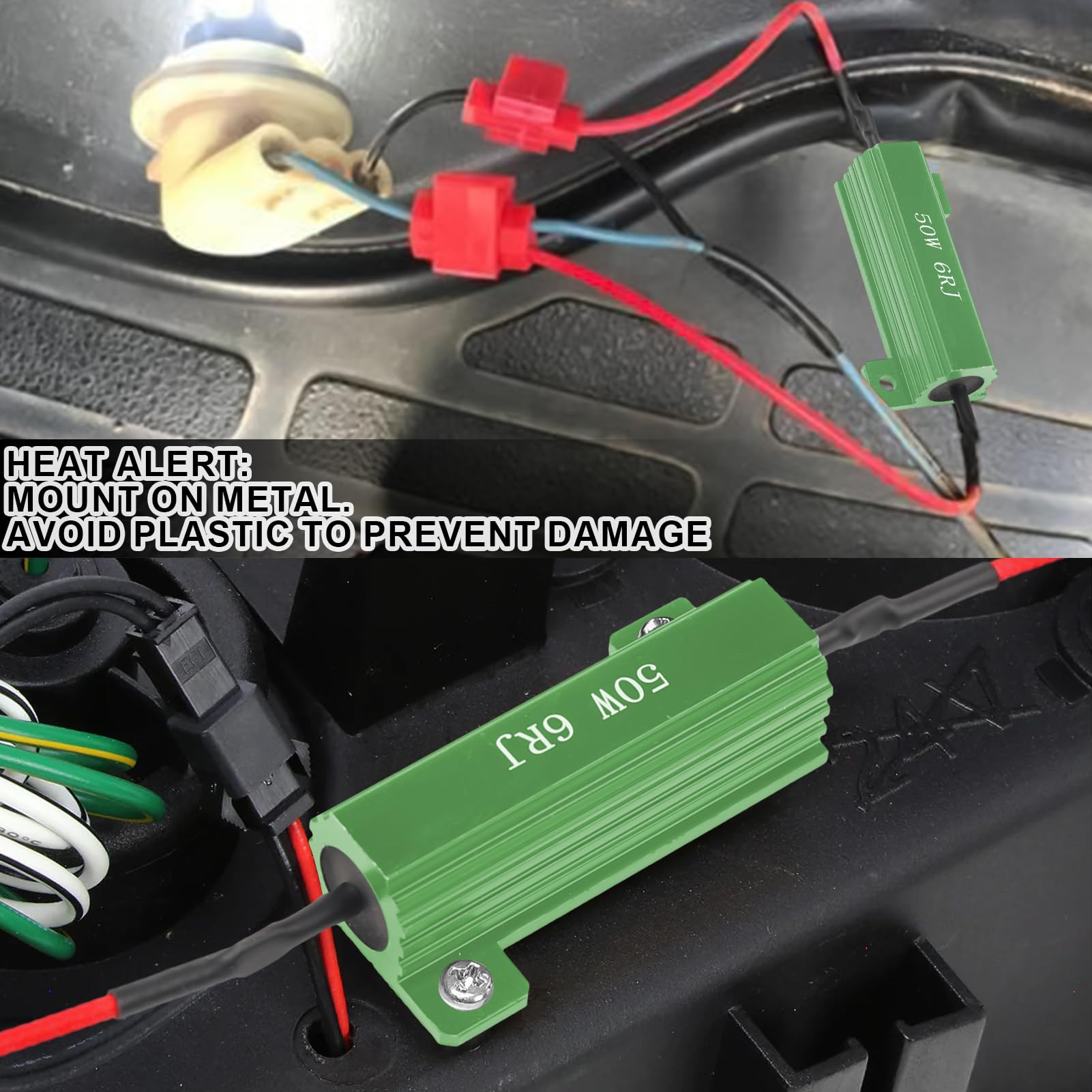 4pcs 50W 6 Ohm Load Resistors for LED Turn Signal Lights - LED Load Resistor Kit to Fix Hyper Flash & Fast Blinking Error - Compatible with Cars, Trucks, Motorcycles - Easy DIY Installation for Turn Signal Bulb Upgrades