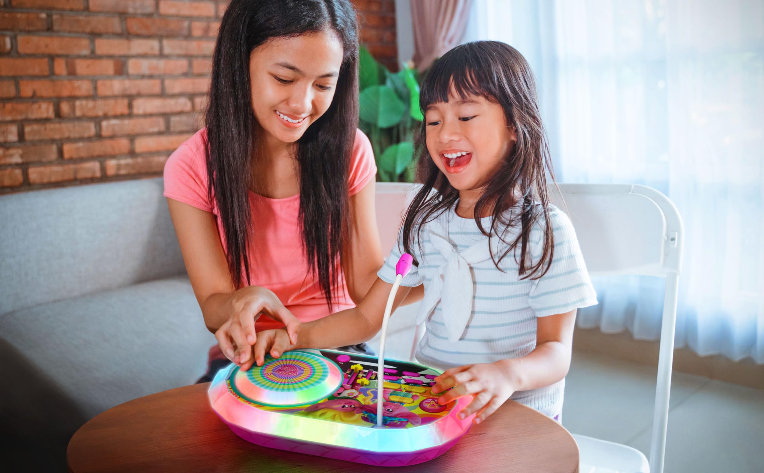 eKids Trolls DJ Turntable Toy with Microphone - Fun Party Mixer for Kids & Fans