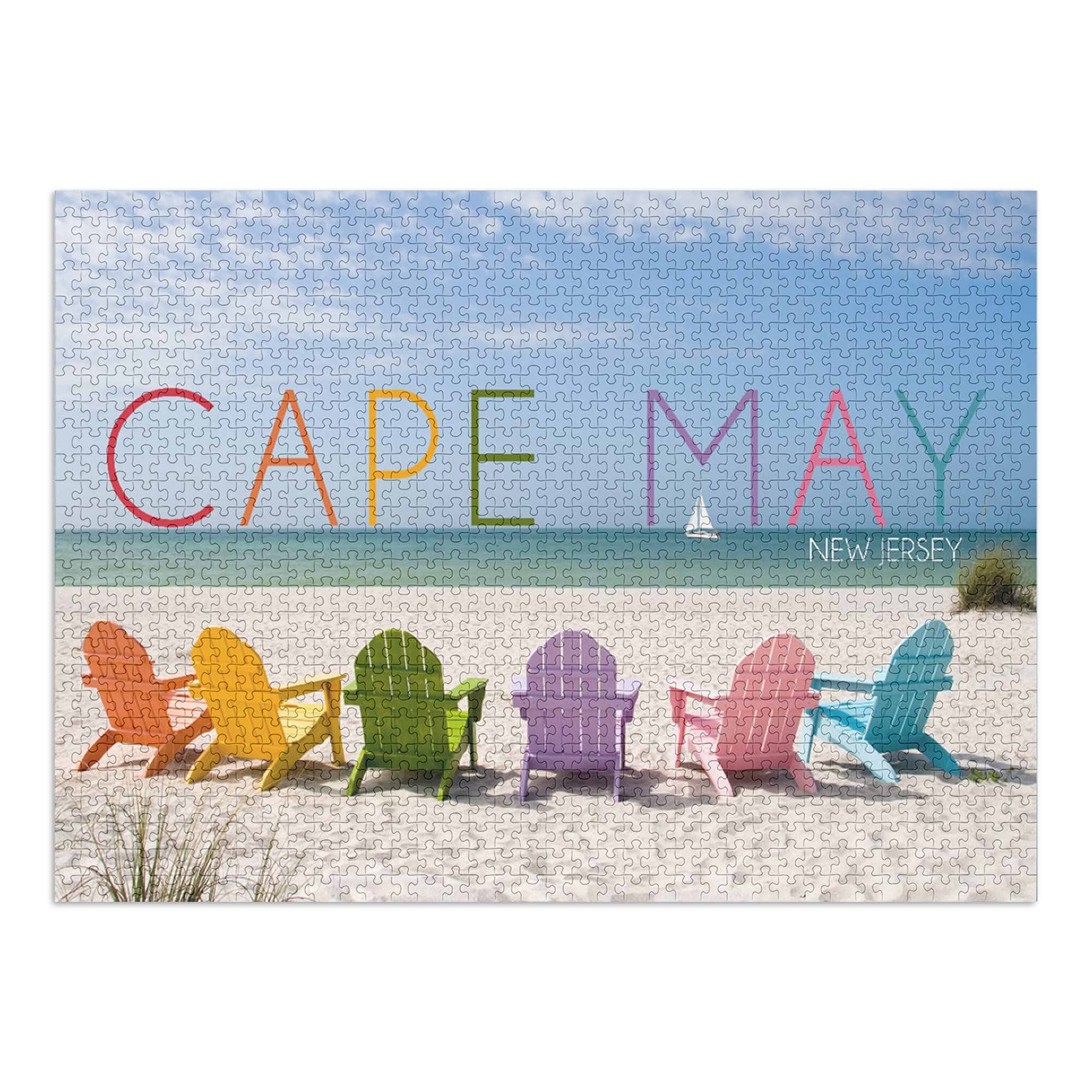 1000-Piece Jigsaw Puzzle - Cape May New Jersey Colorful Beach Chairs (19x27 Inch) | Challenging Puzzle for Adults & Family | Made in USA | Perfect for Relaxation, Family Bonding & Home Decor