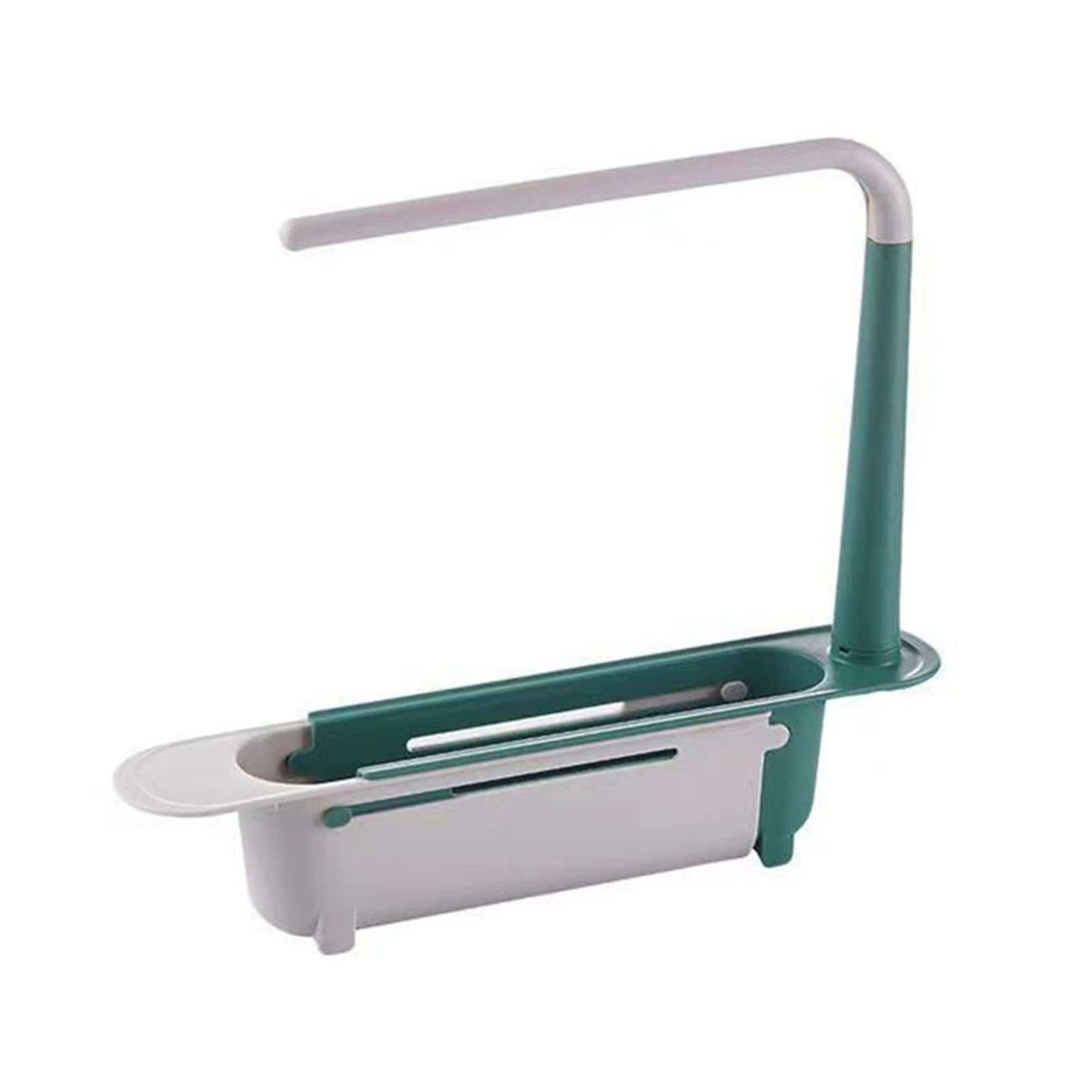 Expandable Sink Shelf Organizer - Soap & Sponge Holder, Drain Rack Storage Basket - Kitchen Sink Accessories for Small Spaces (Green) - Perfect for Apartment, RV & Compact Kitchens