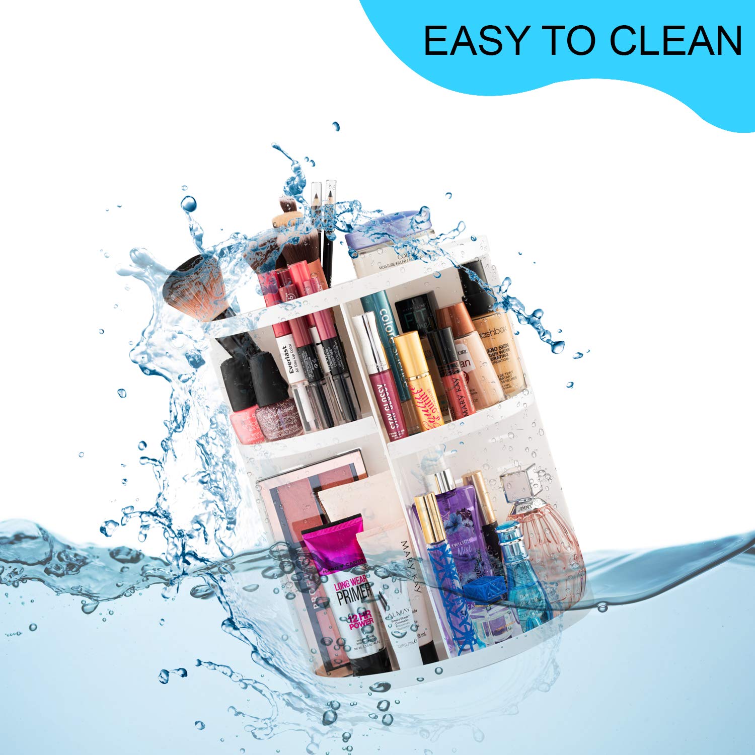 360° Rotating Makeup Organizer | Clear Cosmetic Storage Carousel for Vanity Countertop & Dresser | Multi-Functional Beauty Product Organizer for Makeup Brushes, Lipsticks & Skincare (Perfect for Small Spaces & Travel)