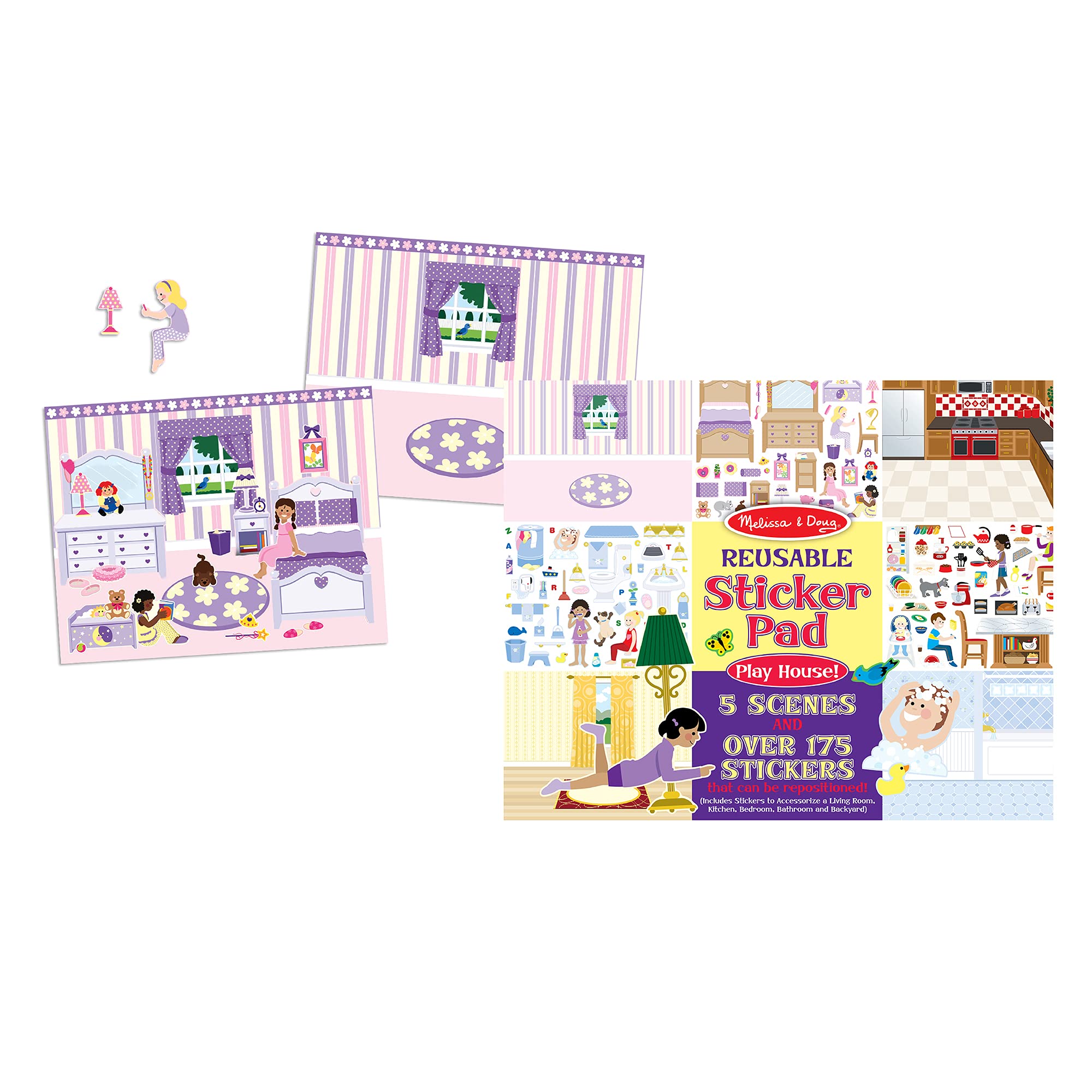 Melissa & Doug Reusable Sticker Activity Books Set of 3 - Dress Up, Fairies & Play House | Educational Toddler Stickers for Kids Ages 3+ | Creative Arts & Crafts Gift for Boys & Girls | Perfect for Travel, Birthday Parties & Quiet Time Play