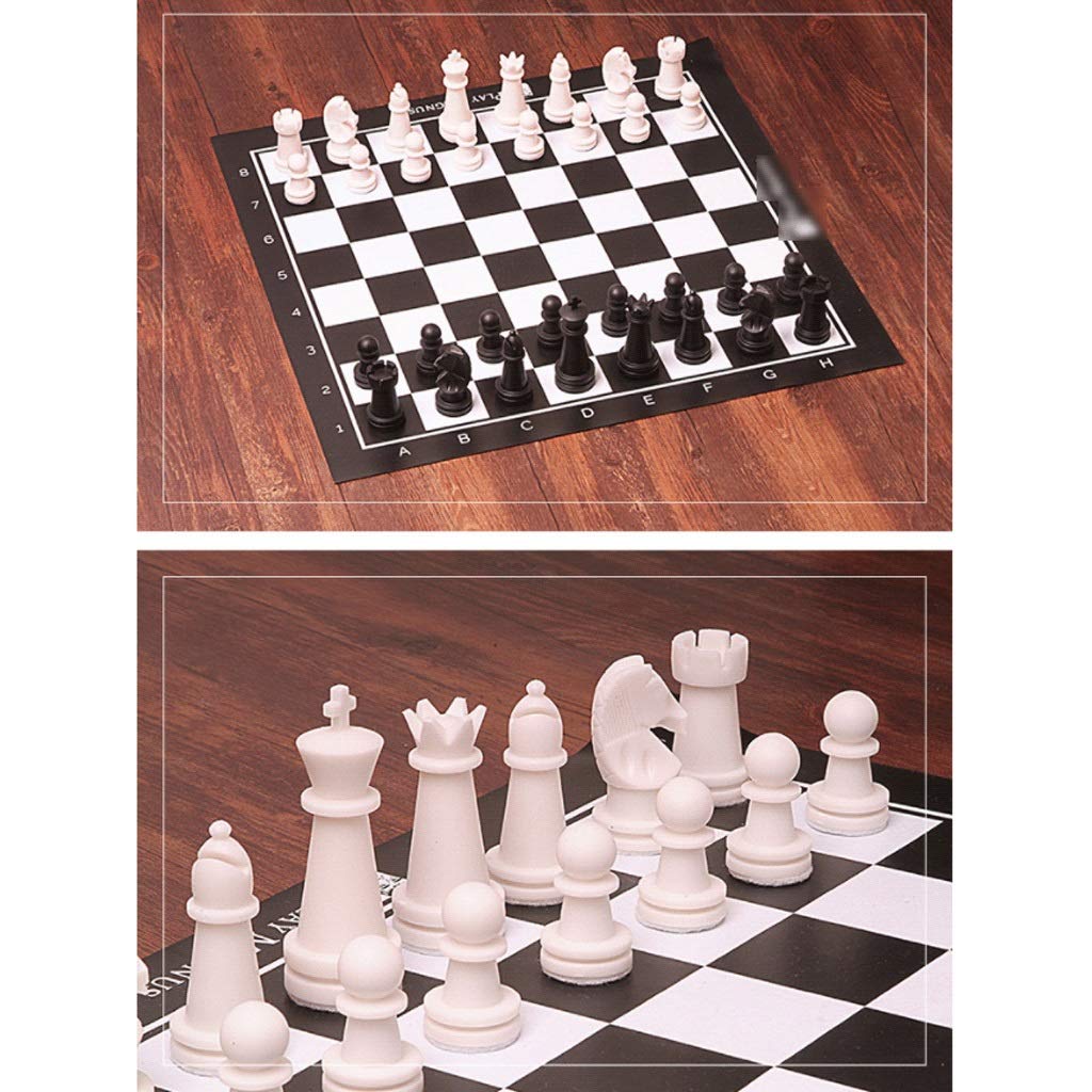 Premium Travel Chess Set with Luxury Leather Board & Shoulder Strap - Portable Black & White Chess Pieces in Carry Tube - Perfect for Outdoor Picnics, Camping Trips & Commuter Entertainment