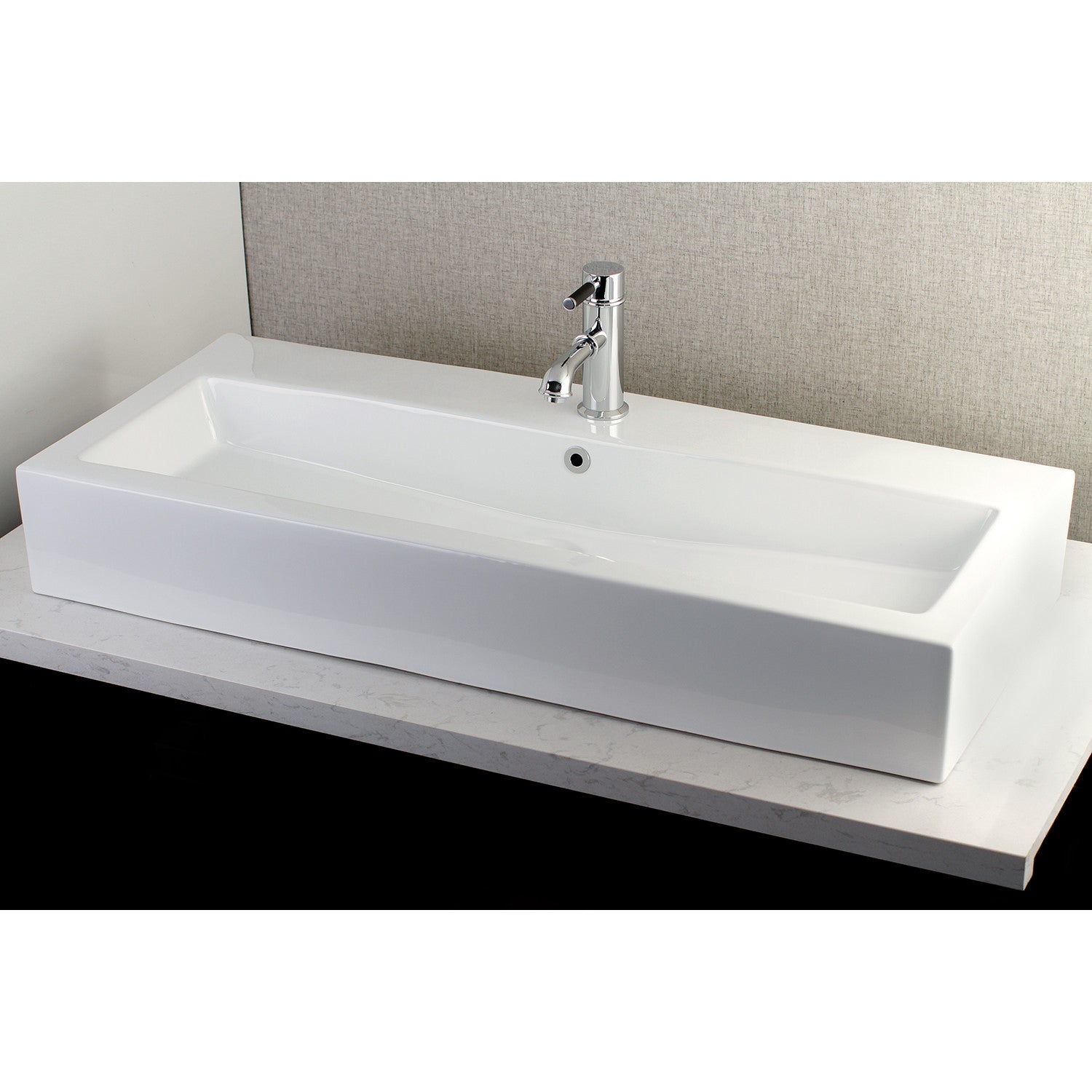 Anne EV3917 39 Inch White Ceramic Rectangular Vessel Sink with Single Hole - Perfect for Modern Bathroom Vanities and Powder Rooms