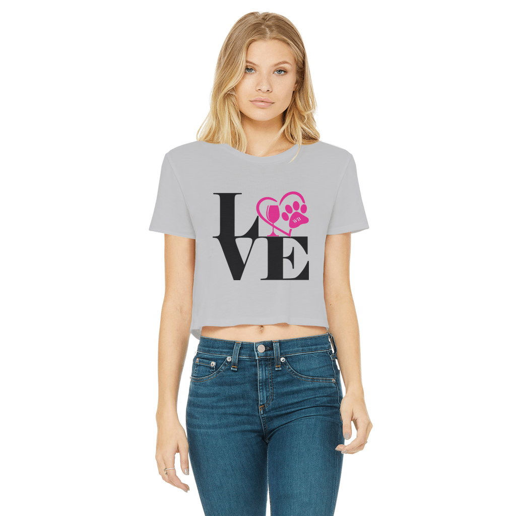 Love Paw 2 Classic Women's Cropped Raw Edge T-Shirt | Vintage-Inspired Graphic Tee for Casual Outfits & Date Nights | WineyBitches.Co
