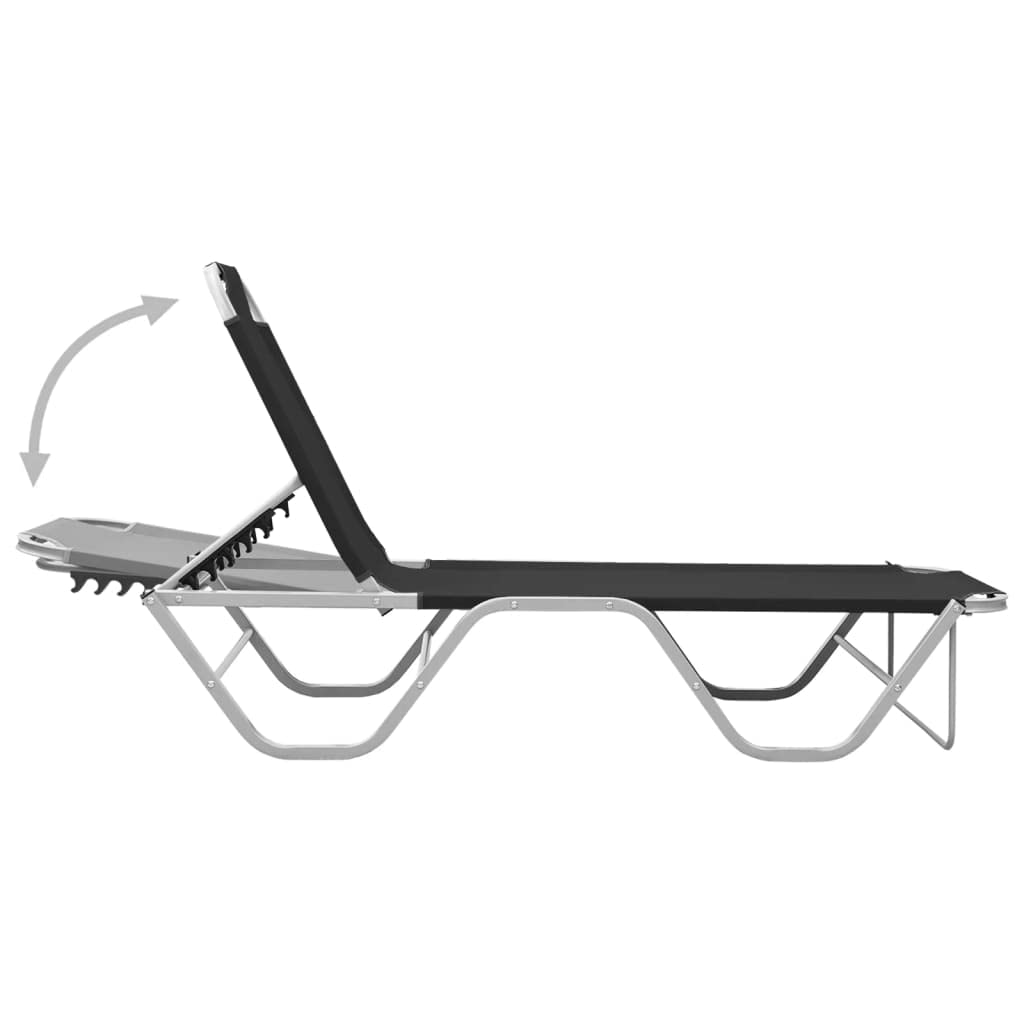 Premium SKM Sun Lounger with Aluminum Frame & Durable Textilene Fabric in Black - Perfect for Poolside, Beach, Patio, and Outdoor Relaxation