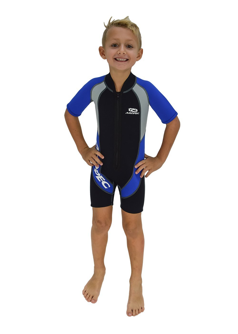 Aropec 2mm Front Zip Youth Spring Wetsuit for Kids - Perfect for Surfing, Snorkeling, and Swimming in Cool Waters