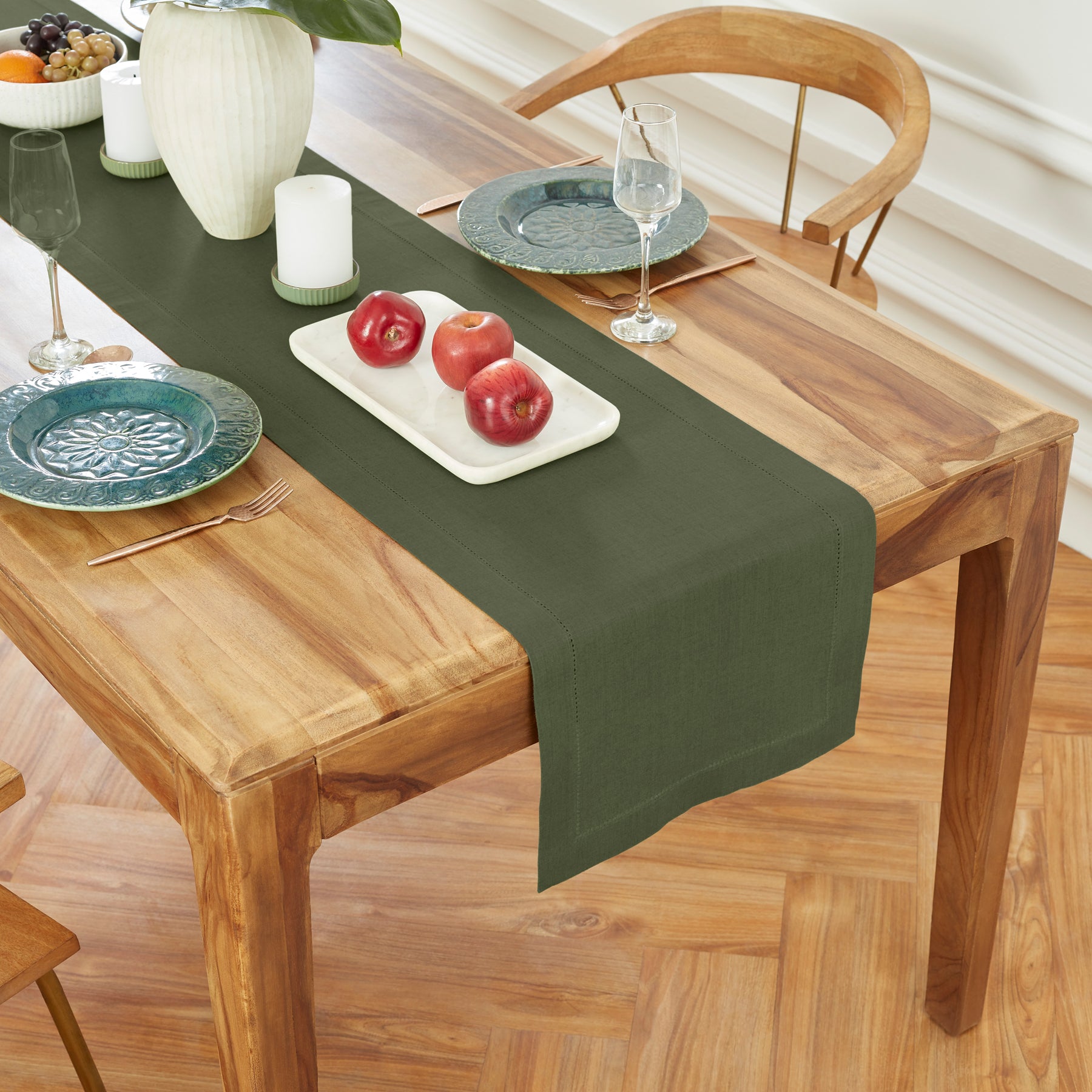 Elegant Medium Weight Hemstitch Table Runner - Perfect for Dining Table Decor, Wedding Centerpieces & Holiday Home Decor