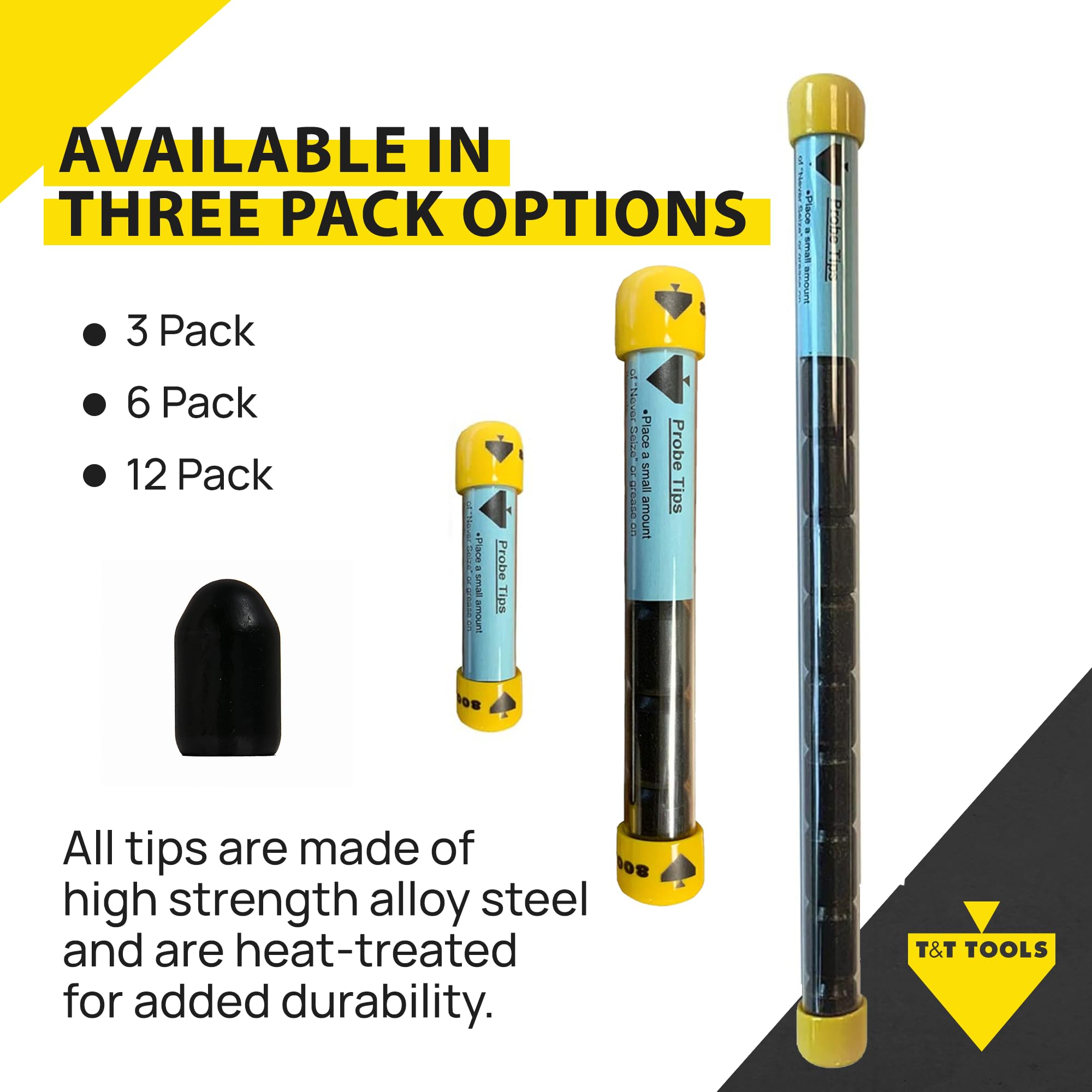 T&T Tools 7/16 Inch Ball Nose Tips - Replacement Tips for Smart Stick, Mighty Probe & Metal Rods (12-Pack) | Septic Tank, Plumbing & Landscaping Tools | Perfect for Ground Probing, Soil Testing & Drain Maintenance