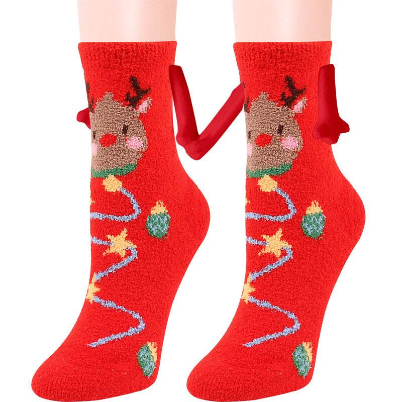 Hand In Hand Magnetic Christmas Socks - Festive Holiday Socks for Couples & Families - Perfect for Christmas Gifts, Stocking Stuffers & Winter Home Decor