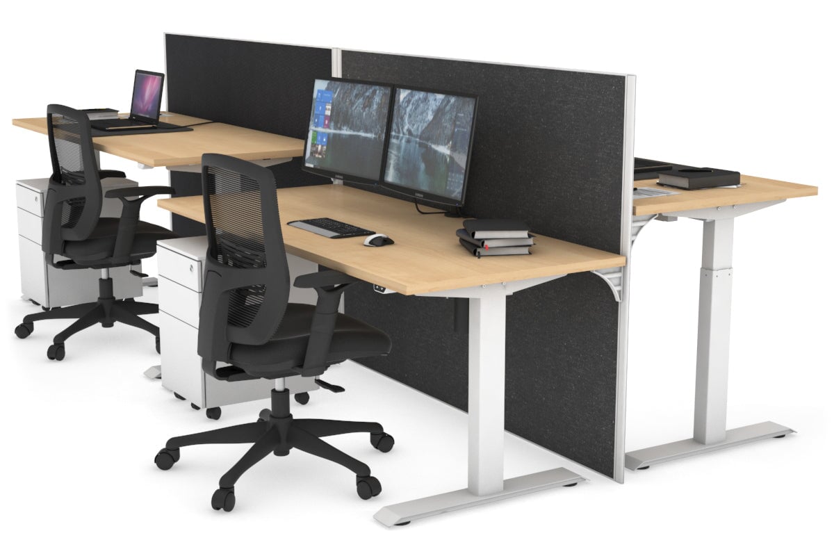 Just Right Height Adjustable 4-Person Workbench [1400L x 700W] - Heavy Duty Industrial Workstation for Factory, Warehouse & Workshop Use