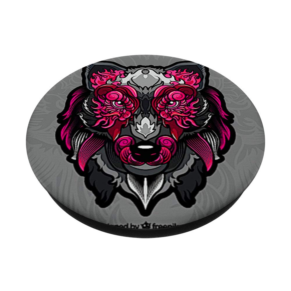 Gray Wolf Rose Design PopSockets Phone Grip & Stand - Expandable Phone Holder for iPhone, Samsung, Tablets - Perfect for Work, Travel, and Daily Use