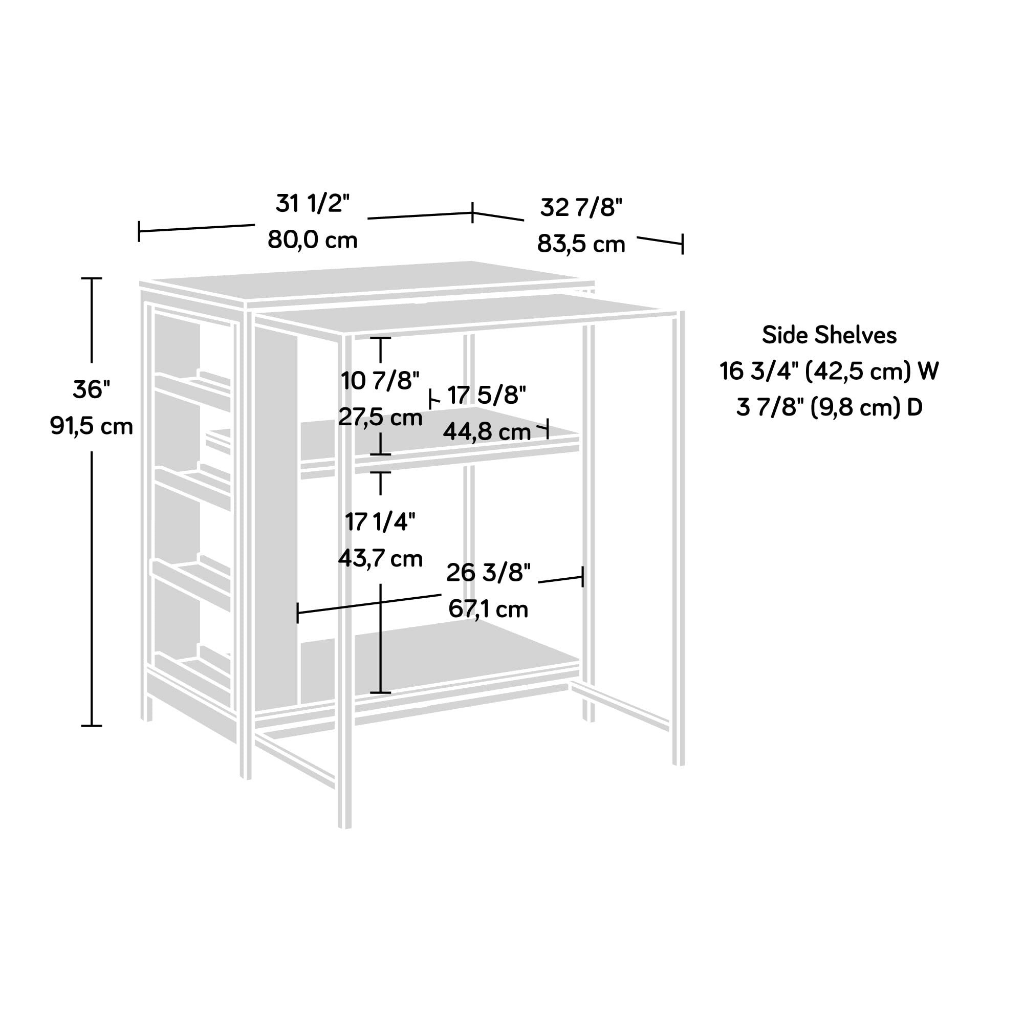 Sauder White Kitchen Island with Storage, 31.5