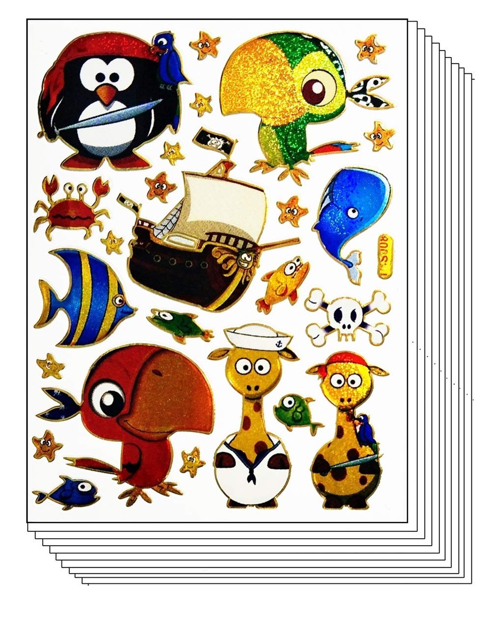 Glitter Stickers Pack - 10 Sheets for DIY Crafts & Scrapbooking