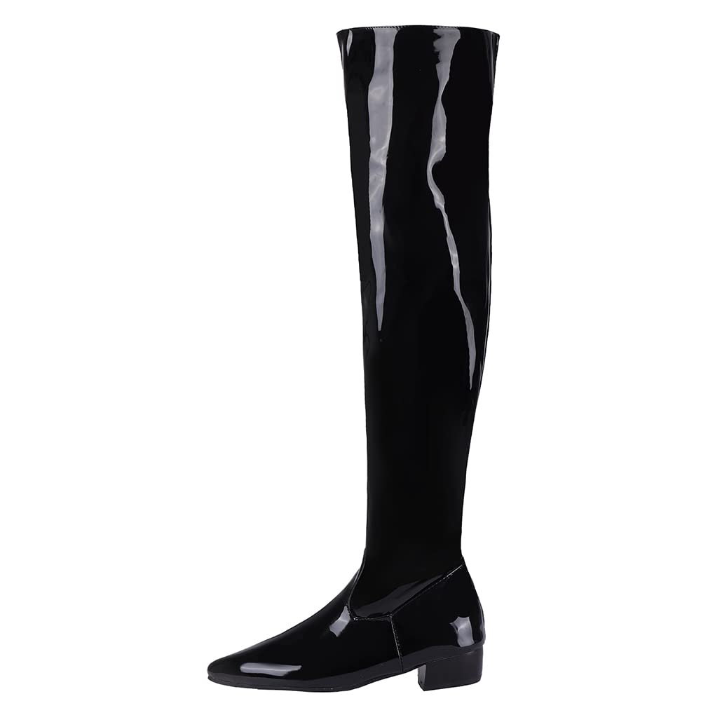 SO SIMPOK Women's Chunky Block Heel Go Go Boots - Over The Knee High Boots with Zipper for Party, Dress & Cosplay - Comfortable Thigh High Boots for Night Out, Halloween & Retro Fashion